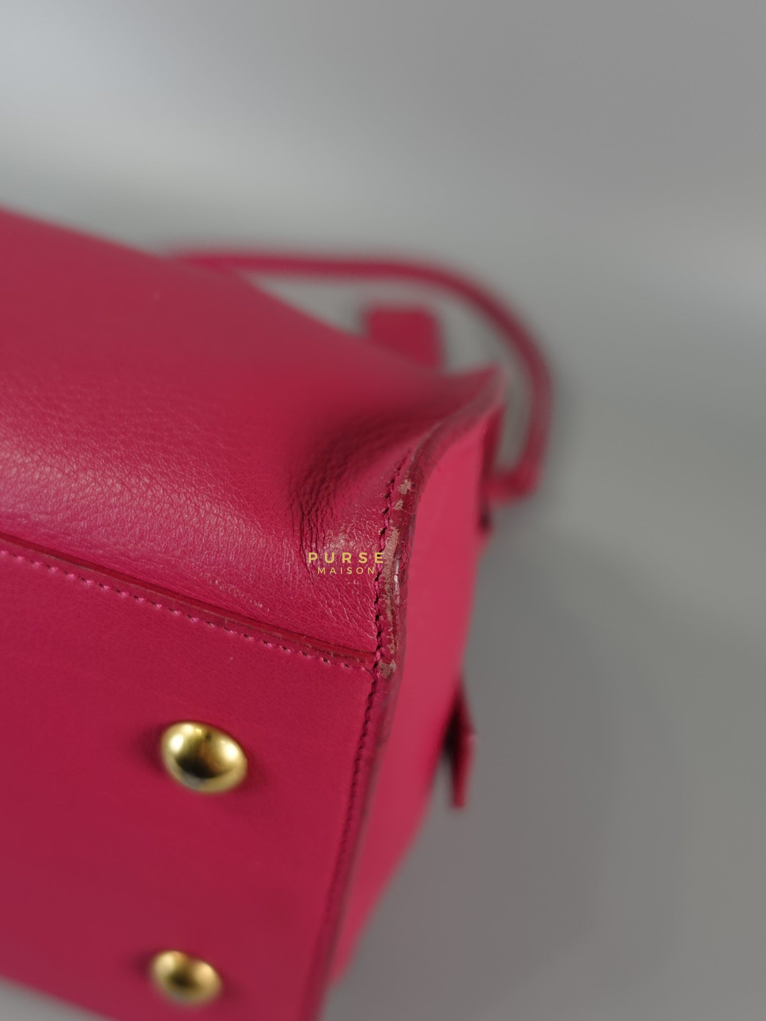Small Cabas Fuchsia Calfskin Leather Bag | Purse Maison Luxury Bags Shop