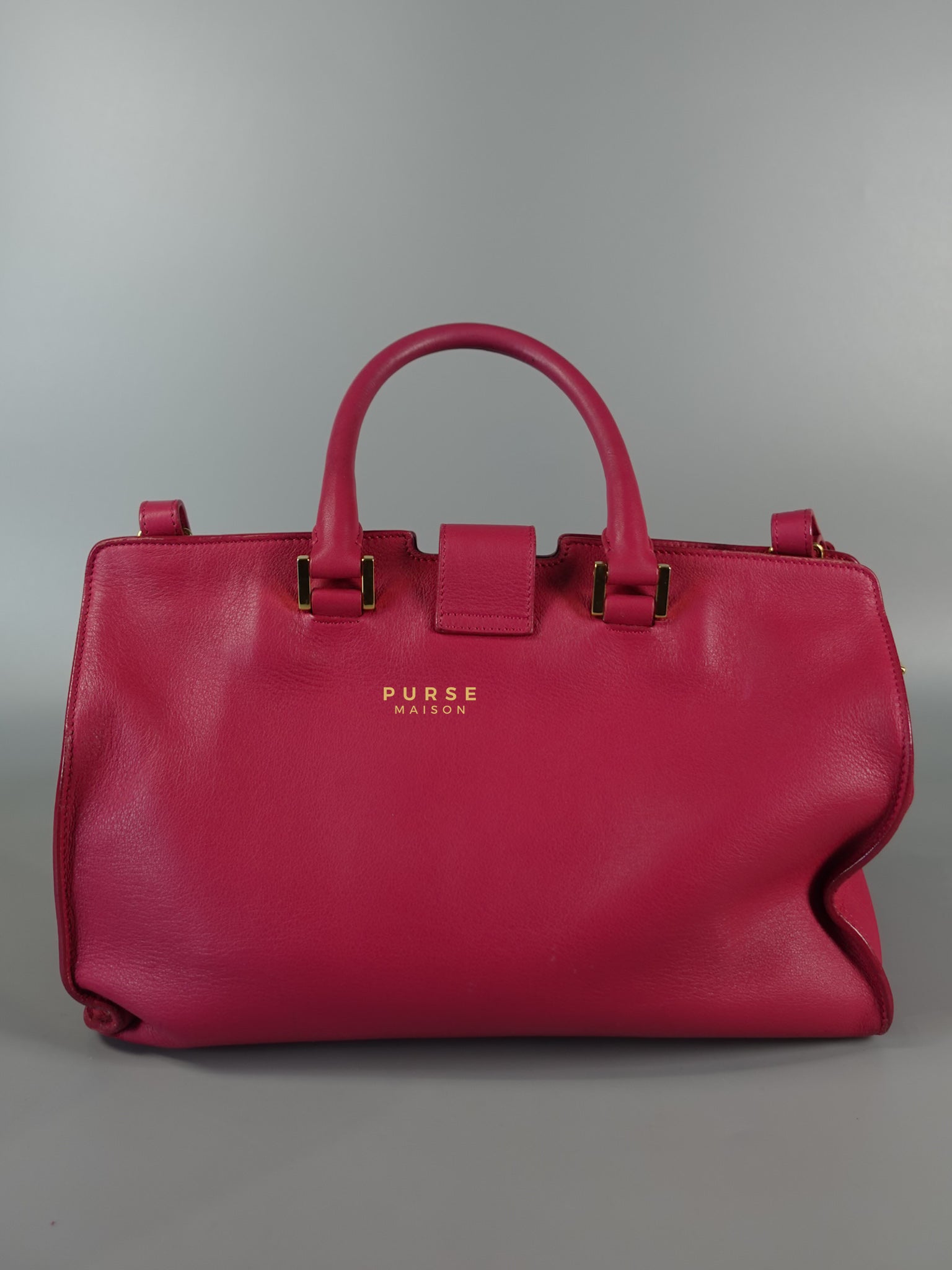 Small Cabas Fuchsia Calfskin Leather Bag | Purse Maison Luxury Bags Shop