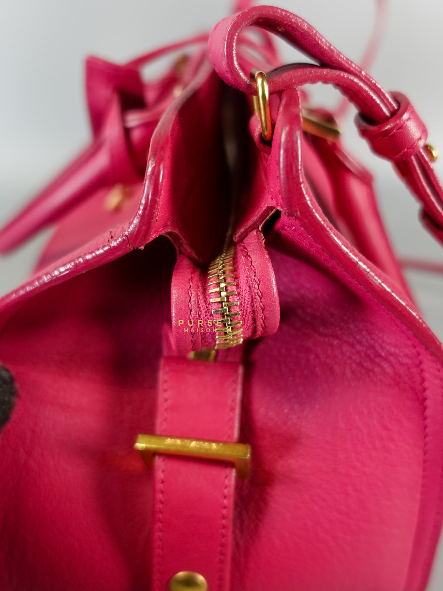 Small Cabas Fuchsia Calfskin Leather Bag | Purse Maison Luxury Bags Shop