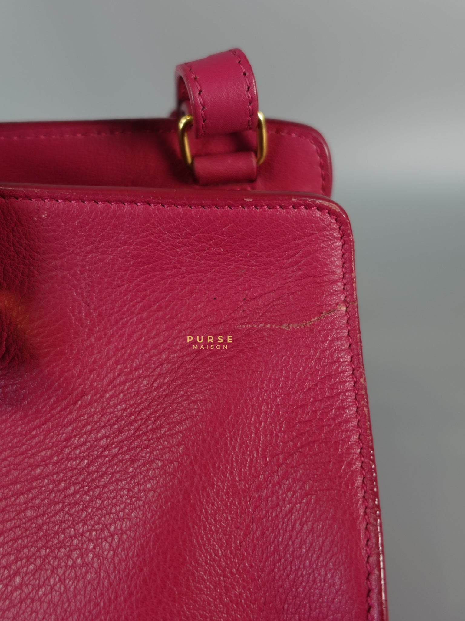 Small Cabas Fuchsia Calfskin Leather Bag | Purse Maison Luxury Bags Shop