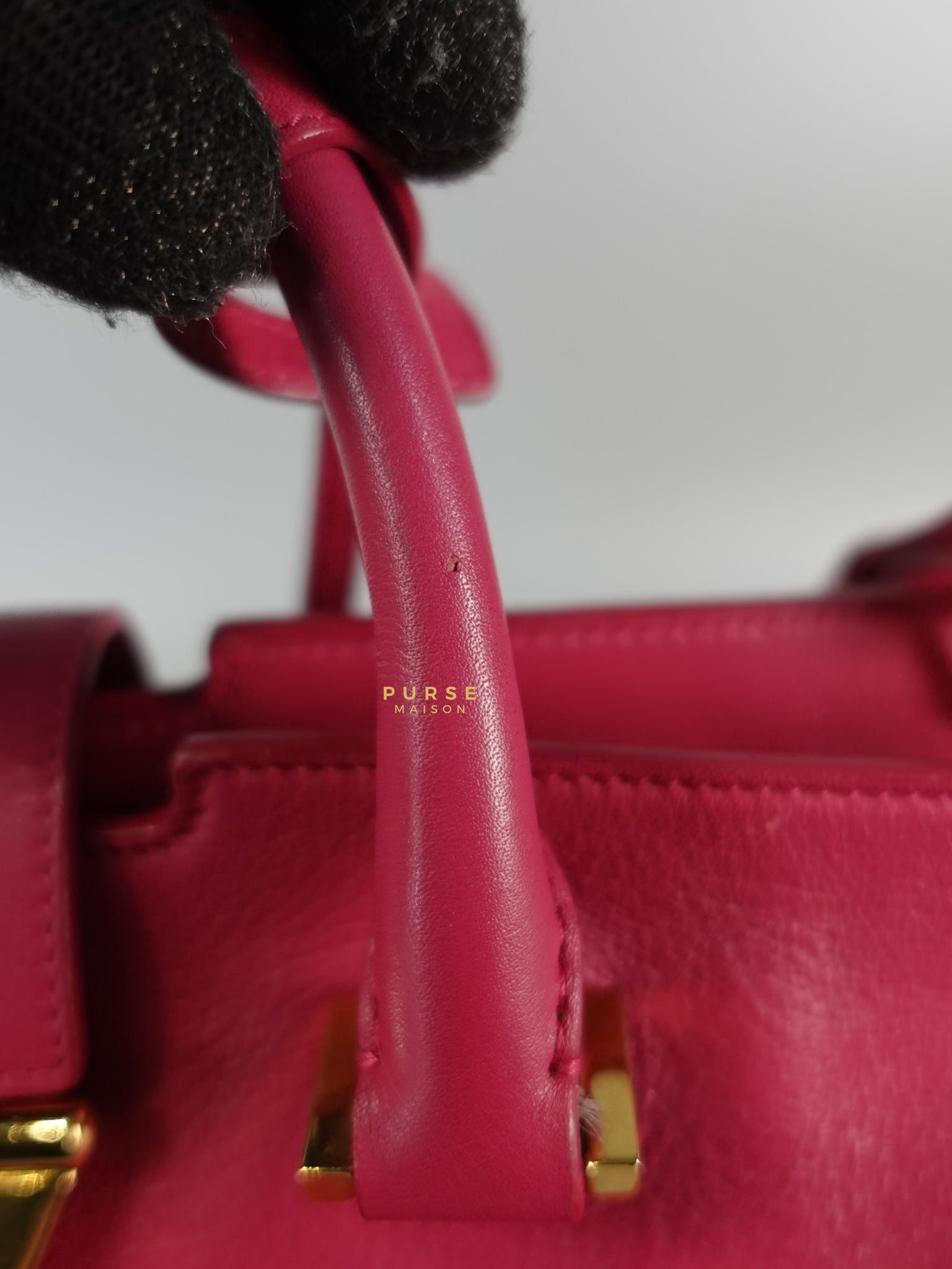 Small Cabas Fuchsia Calfskin Leather Bag | Purse Maison Luxury Bags Shop