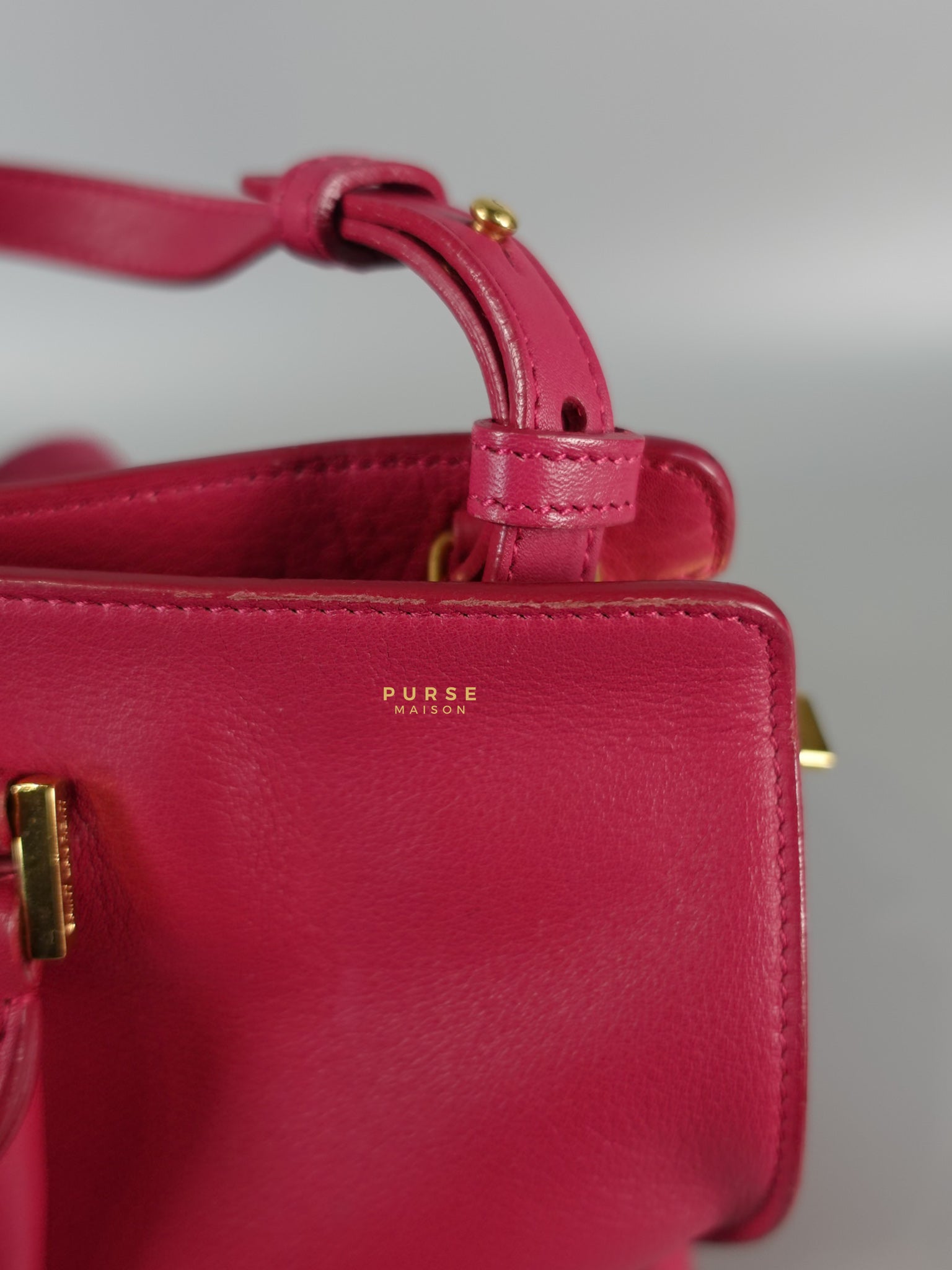 Small Cabas Fuchsia Calfskin Leather Bag | Purse Maison Luxury Bags Shop