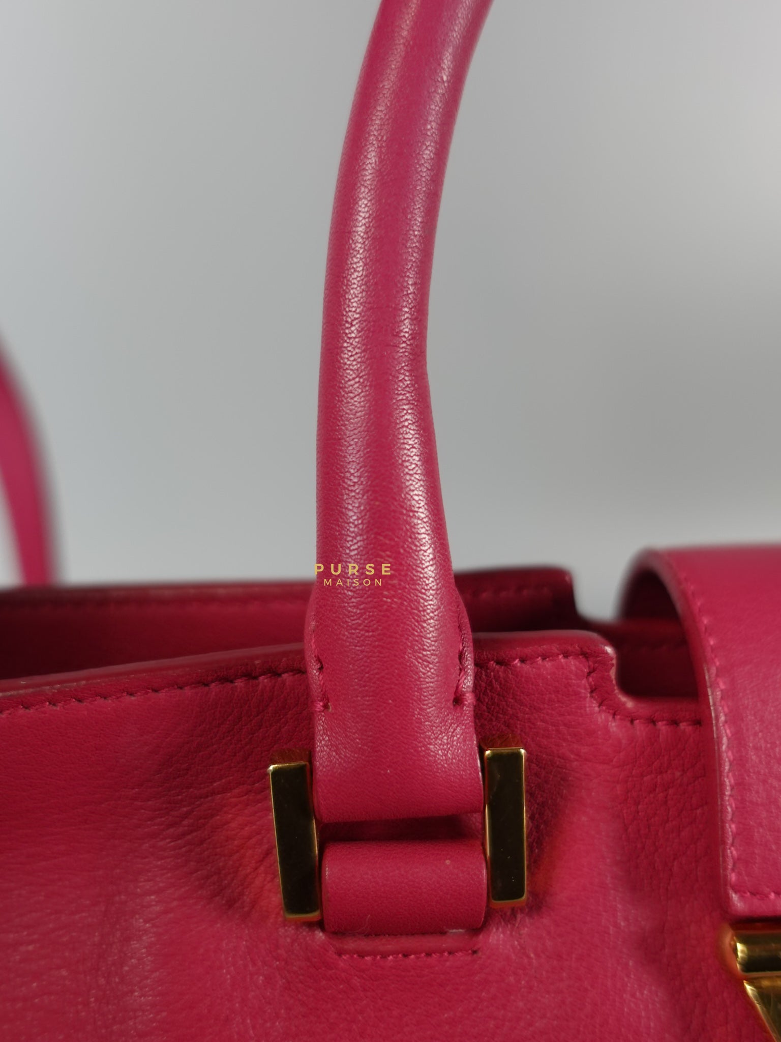Small Cabas Fuchsia Calfskin Leather Bag | Purse Maison Luxury Bags Shop