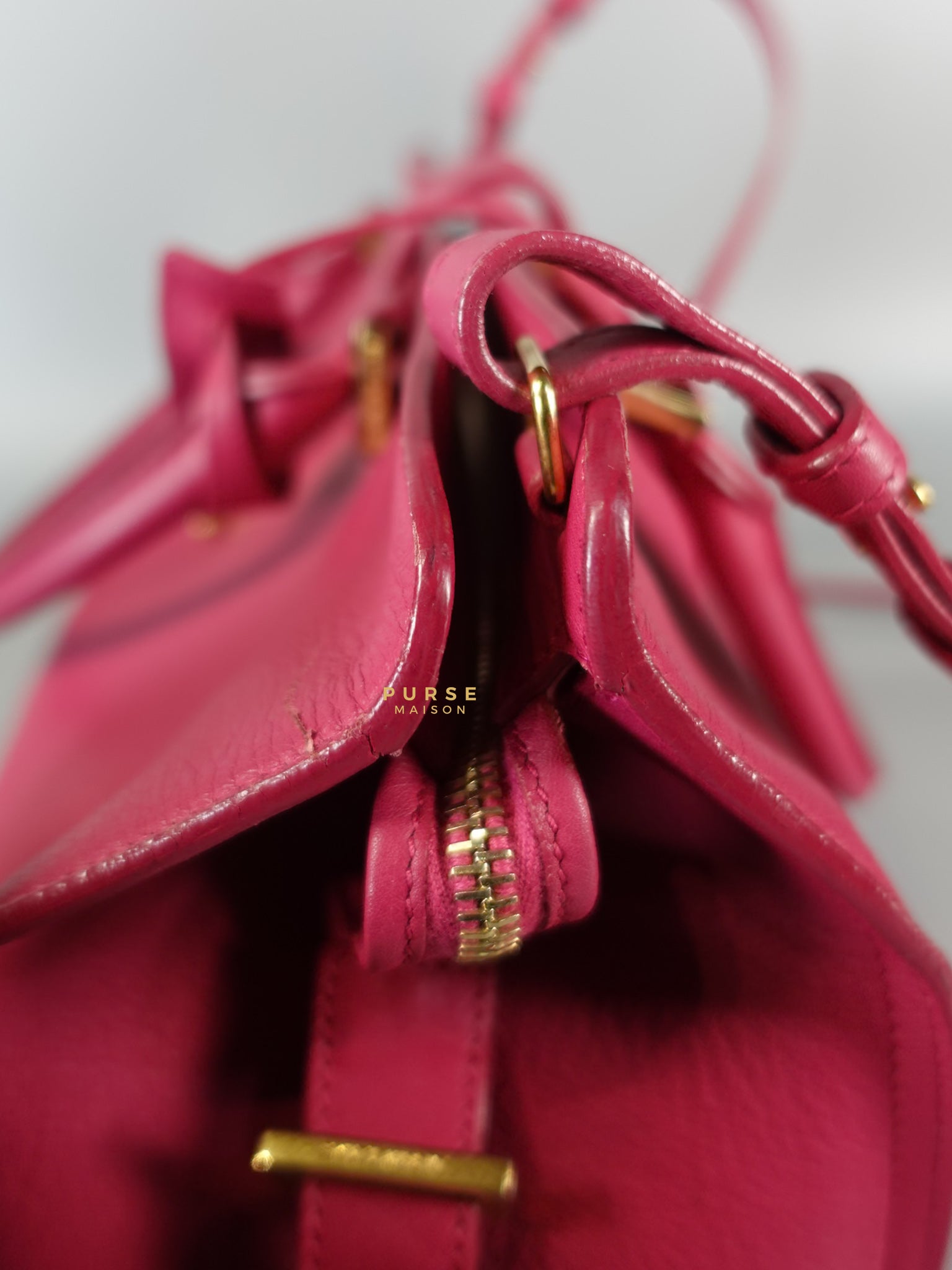 Small Cabas Fuchsia Calfskin Leather Bag | Purse Maison Luxury Bags Shop