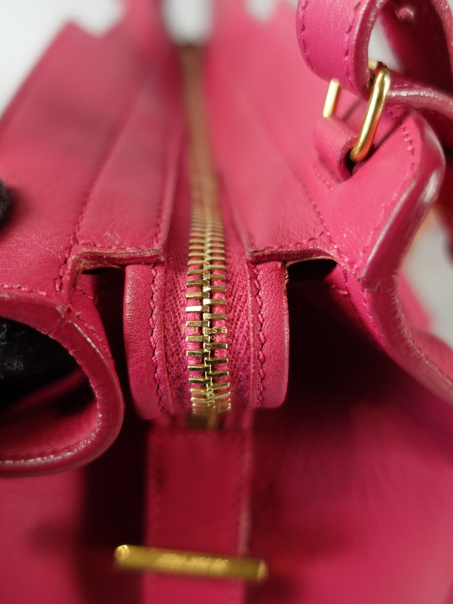 Small Cabas Fuchsia Calfskin Leather Bag | Purse Maison Luxury Bags Shop