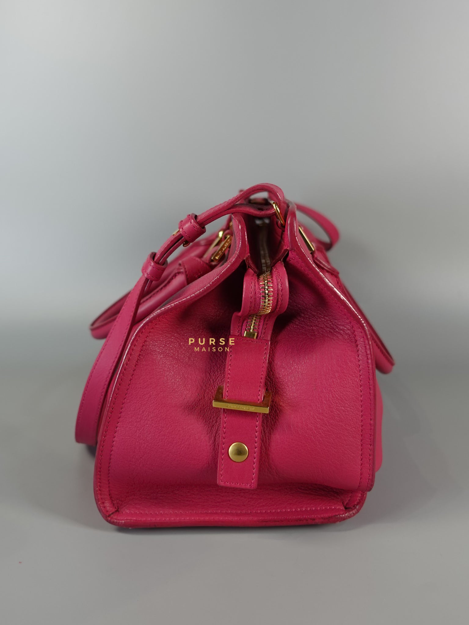 Small Cabas Fuchsia Calfskin Leather Bag | Purse Maison Luxury Bags Shop