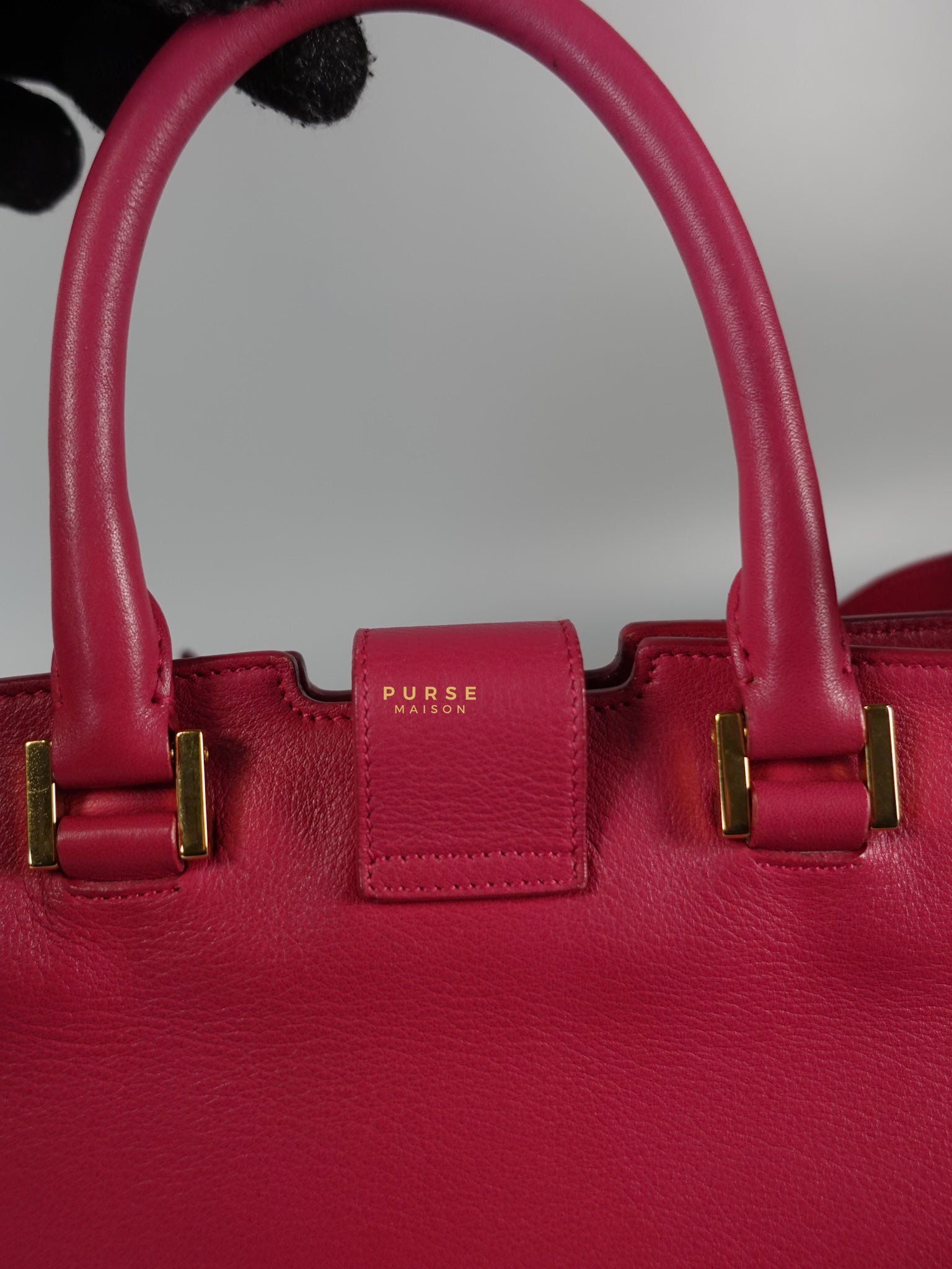 Small Cabas Fuchsia Calfskin Leather Bag | Purse Maison Luxury Bags Shop