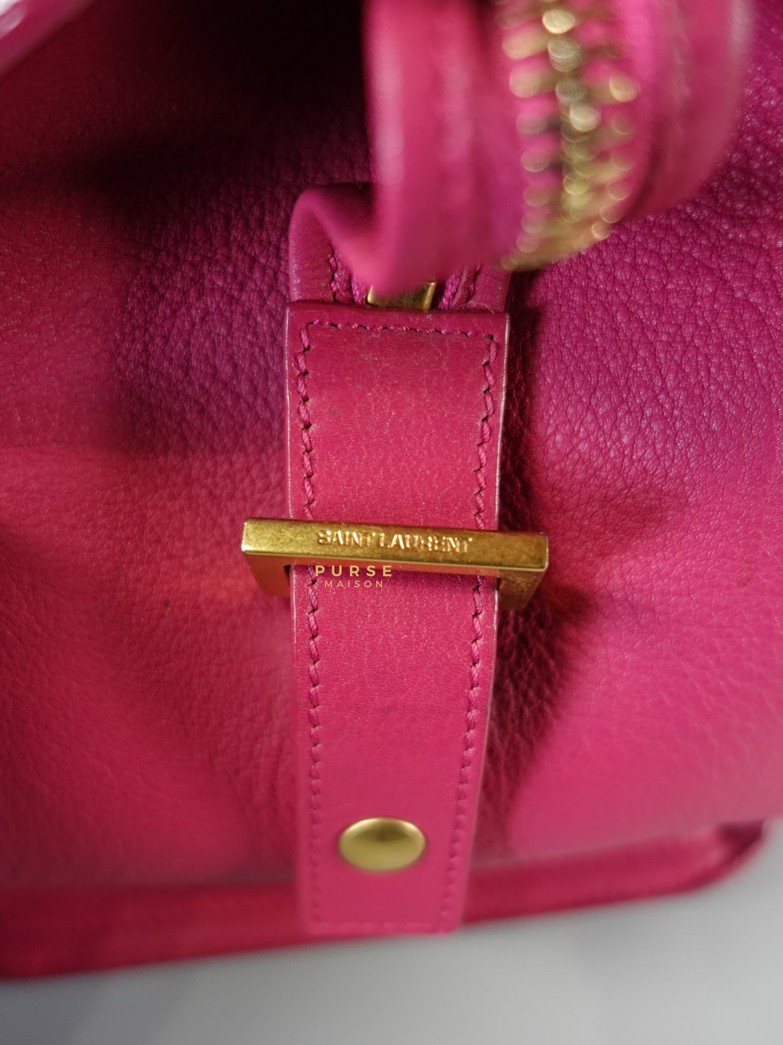 Small Cabas Fuchsia Calfskin Leather Bag | Purse Maison Luxury Bags Shop