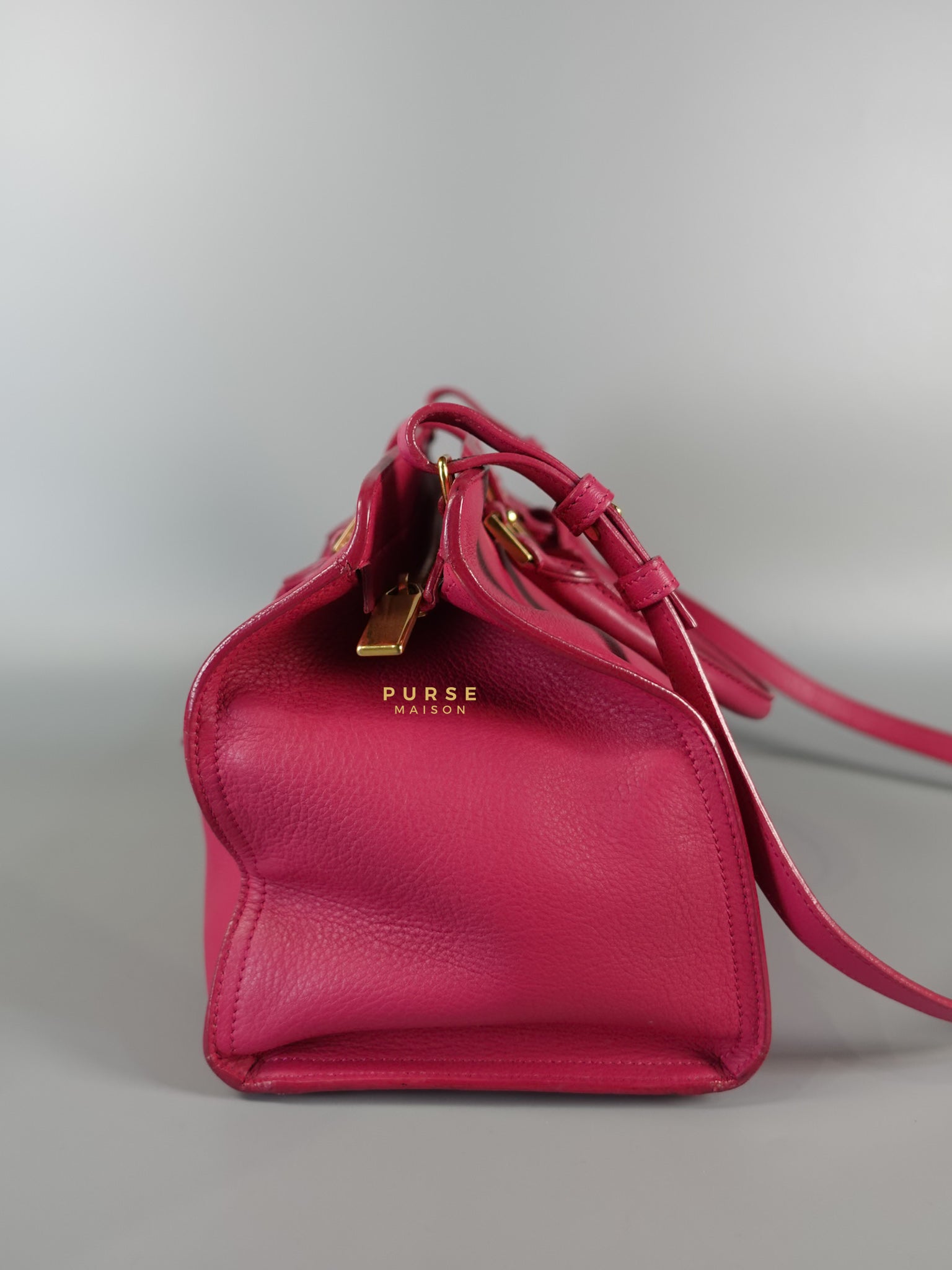 Small Cabas Fuchsia Calfskin Leather Bag | Purse Maison Luxury Bags Shop