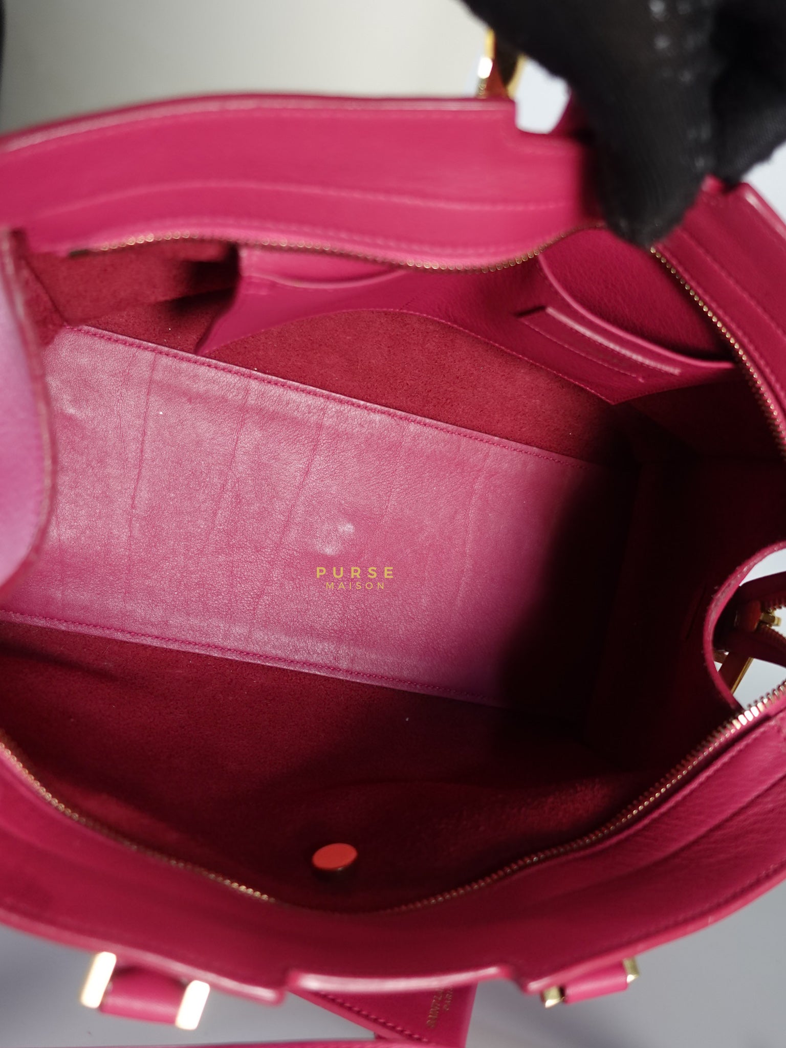 Small Cabas Fuchsia Calfskin Leather Bag | Purse Maison Luxury Bags Shop