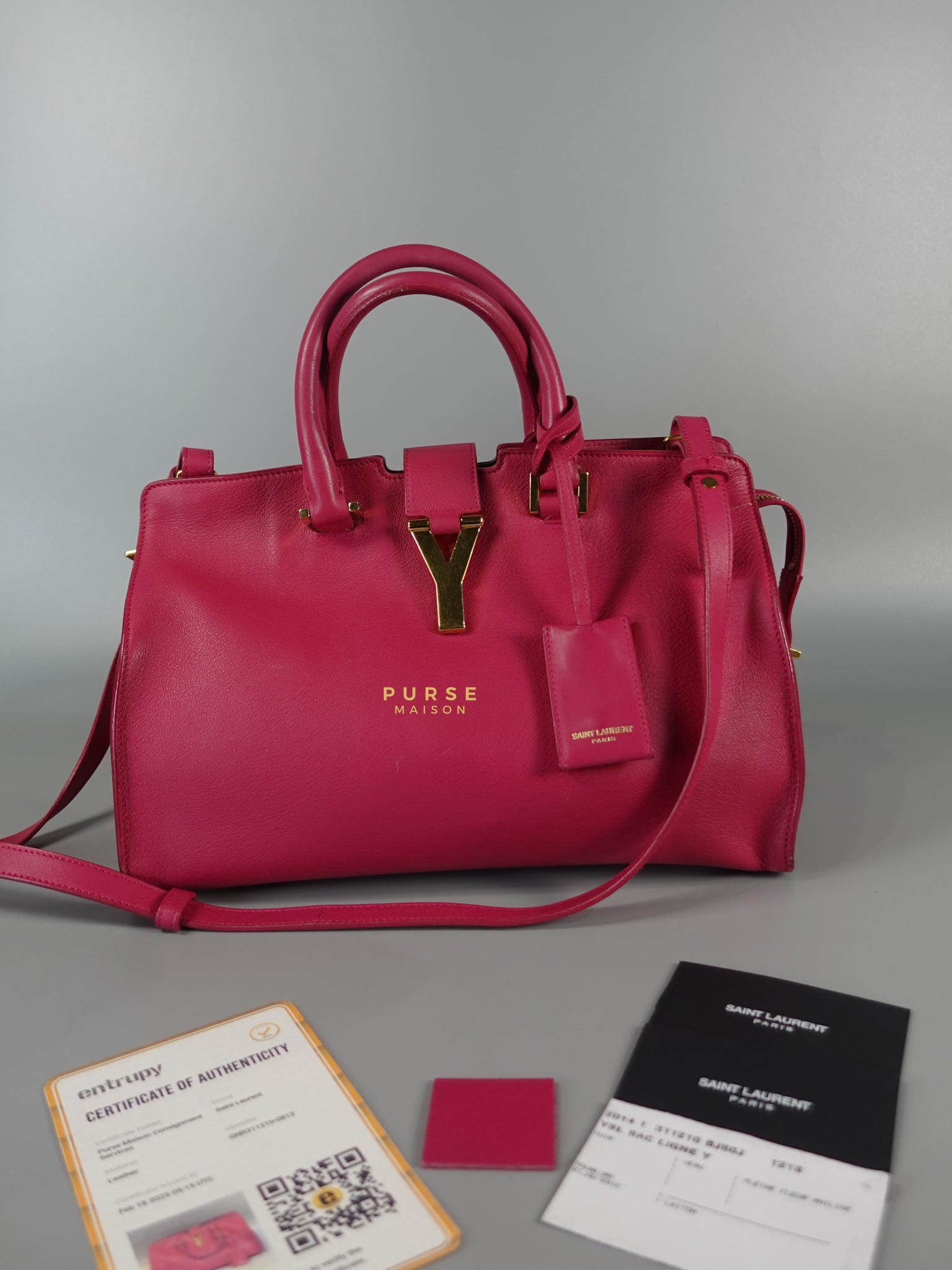 Small Cabas Fuchsia Calfskin Leather Bag | Purse Maison Luxury Bags Shop