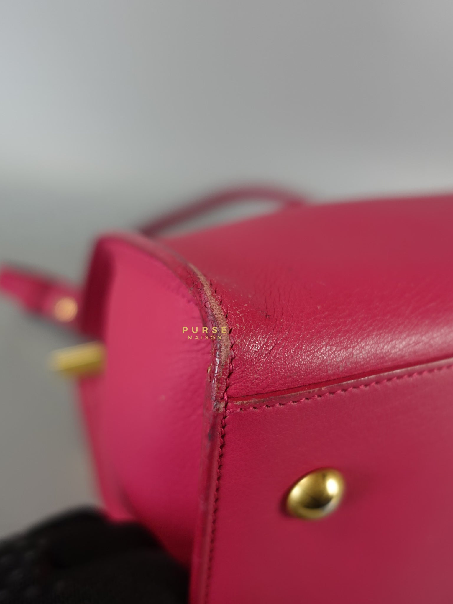 Small Cabas Fuchsia Calfskin Leather Bag | Purse Maison Luxury Bags Shop