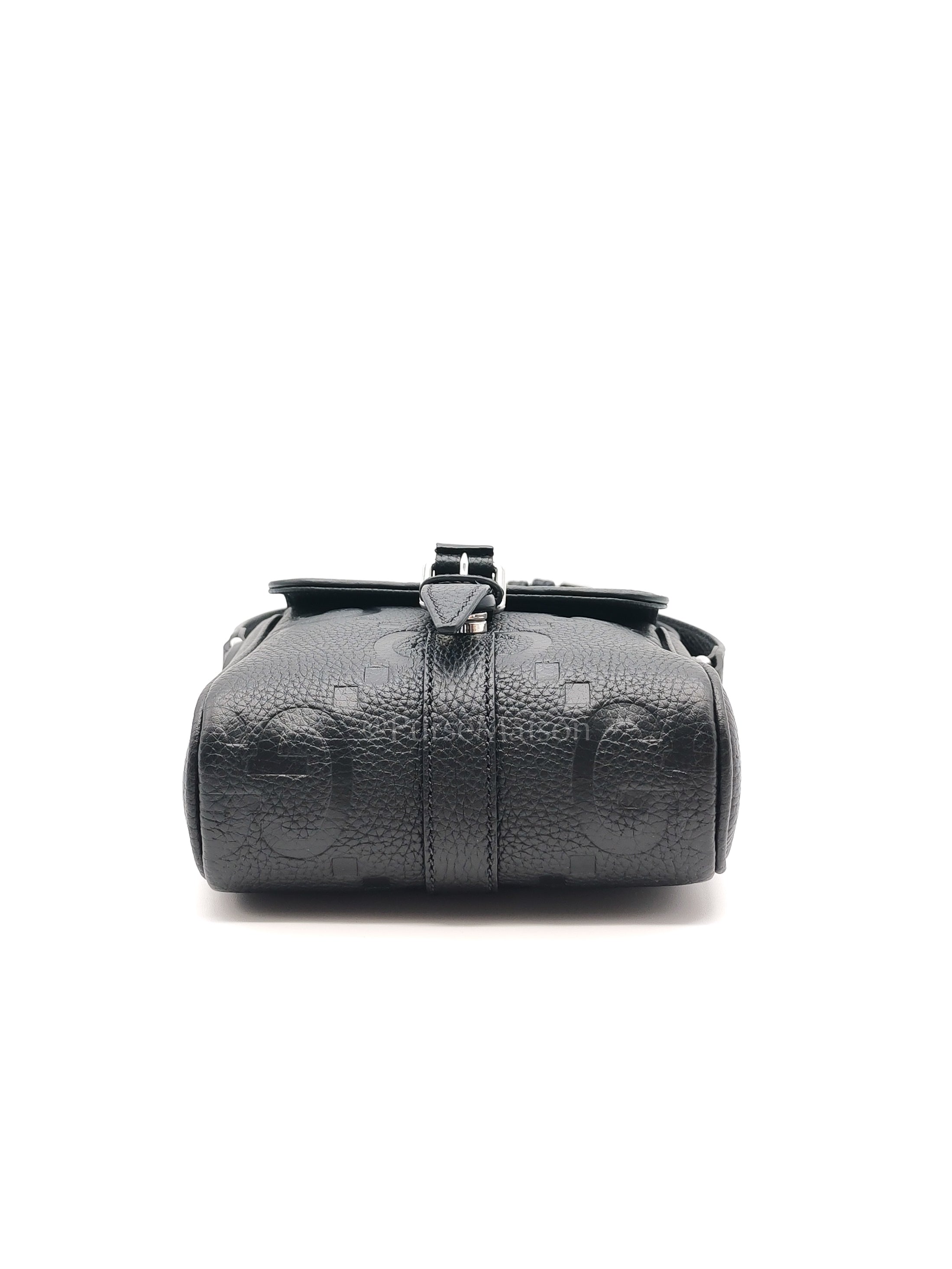 Small Jumbo GG Messenger Bag in Black Grained Calfskin Leather & Silver Hardware | Purse Maison Luxury Bags Shop