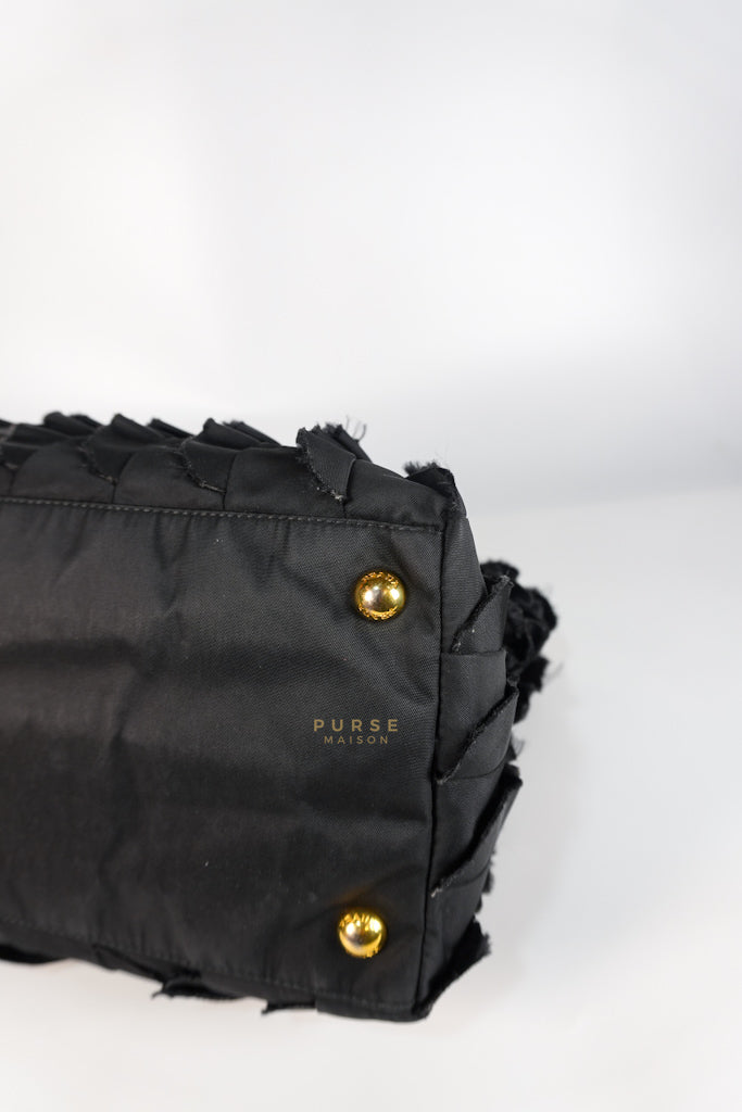 Small Tessuto Nylon Ruffle Bag Nero Black | Purse Maison Luxury Bags Shop