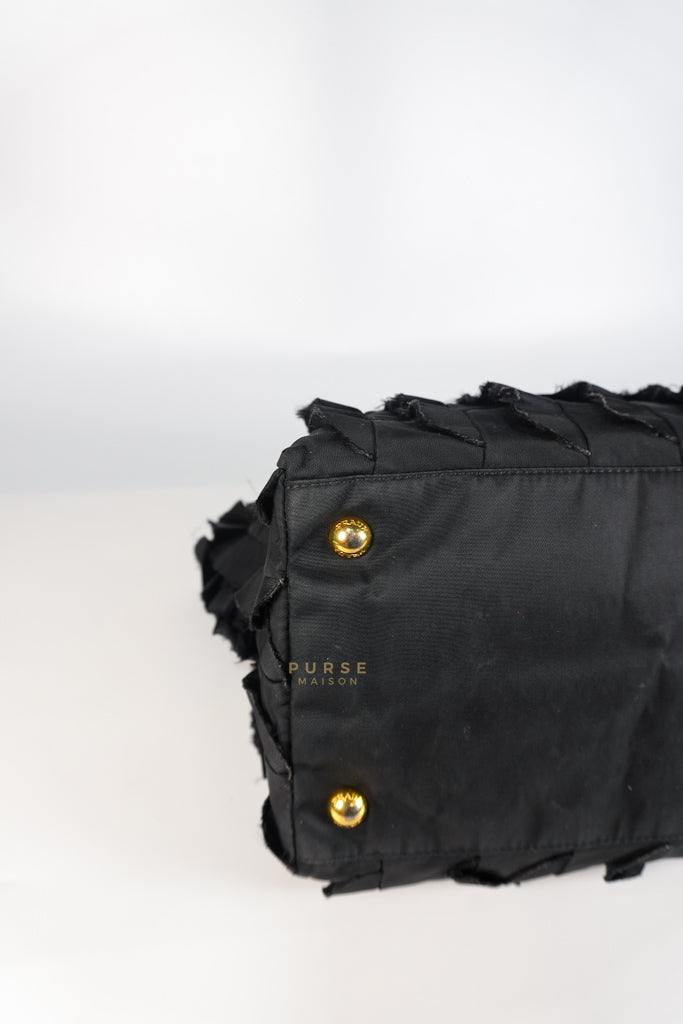 Small Tessuto Nylon Ruffle Bag Nero Black | Purse Maison Luxury Bags Shop