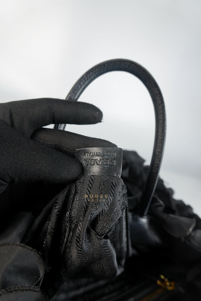 Small Tessuto Nylon Ruffle Bag Nero Black | Purse Maison Luxury Bags Shop