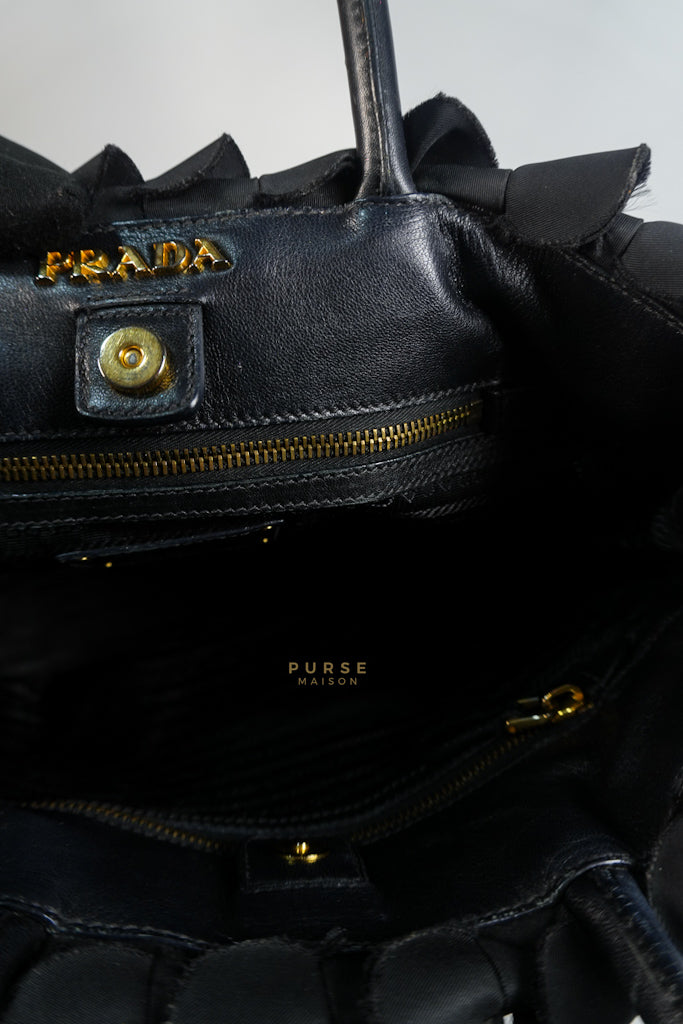 Small Tessuto Nylon Ruffle Bag Nero Black | Purse Maison Luxury Bags Shop