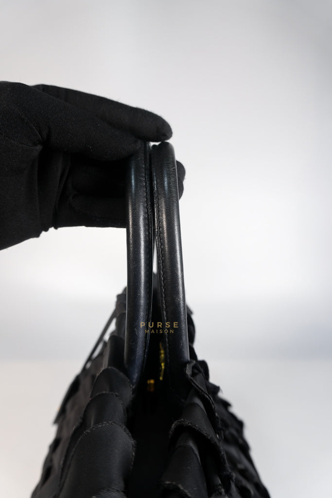 Small Tessuto Nylon Ruffle Bag Nero Black | Purse Maison Luxury Bags Shop