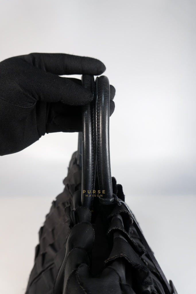 Small Tessuto Nylon Ruffle Bag Nero Black | Purse Maison Luxury Bags Shop