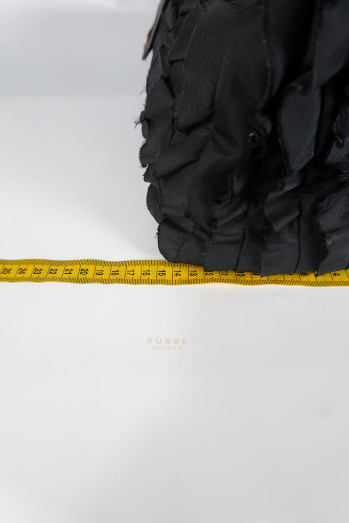 Small Tessuto Nylon Ruffle Bag Nero Black | Purse Maison Luxury Bags Shop