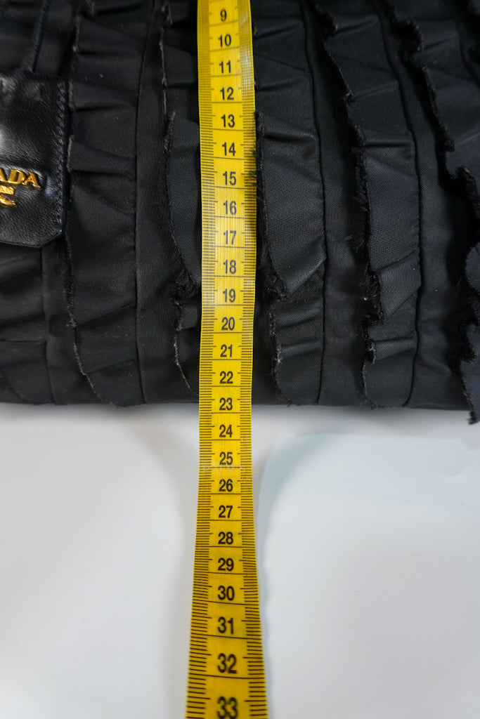 Small Tessuto Nylon Ruffle Bag Nero Black | Purse Maison Luxury Bags Shop