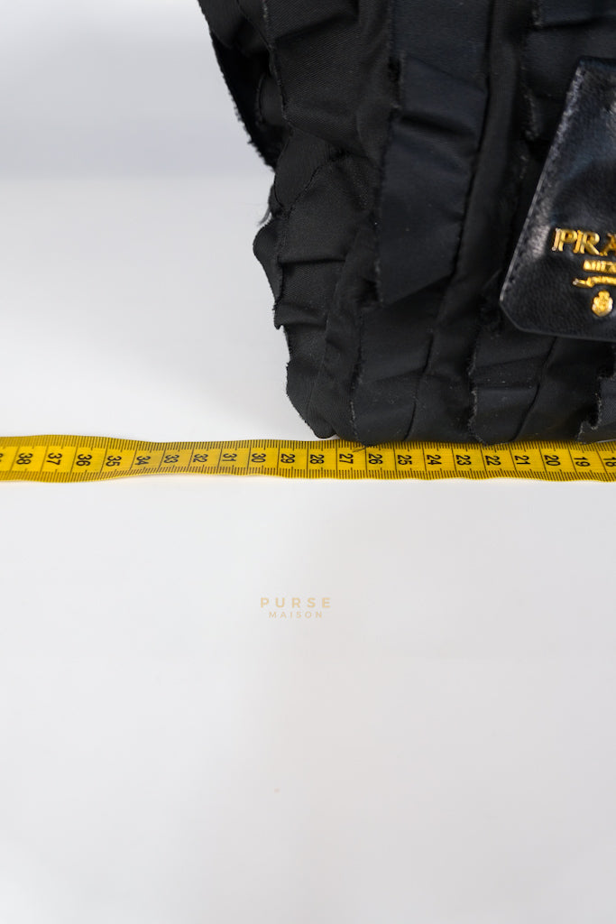 Small Tessuto Nylon Ruffle Bag Nero Black | Purse Maison Luxury Bags Shop