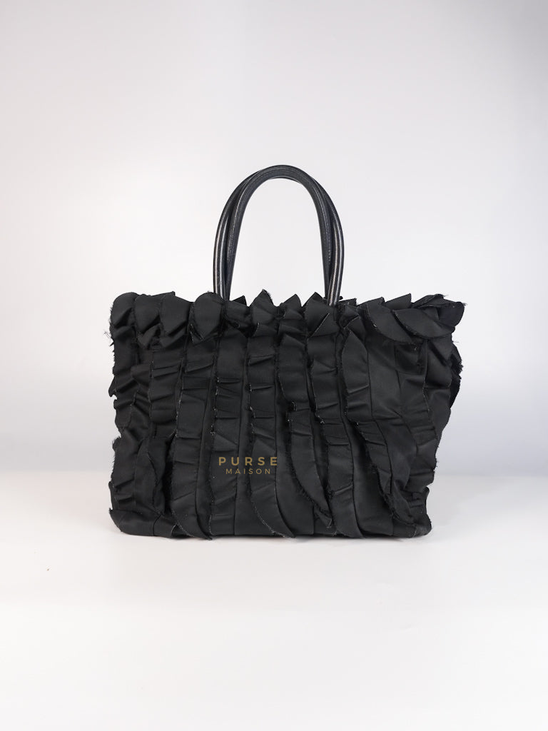 Small Tessuto Nylon Ruffle Bag Nero Black | Purse Maison Luxury Bags Shop