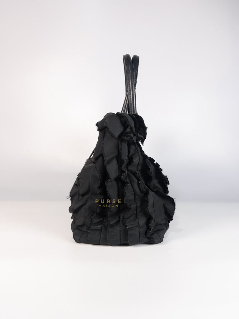 Small Tessuto Nylon Ruffle Bag Nero Black | Purse Maison Luxury Bags Shop