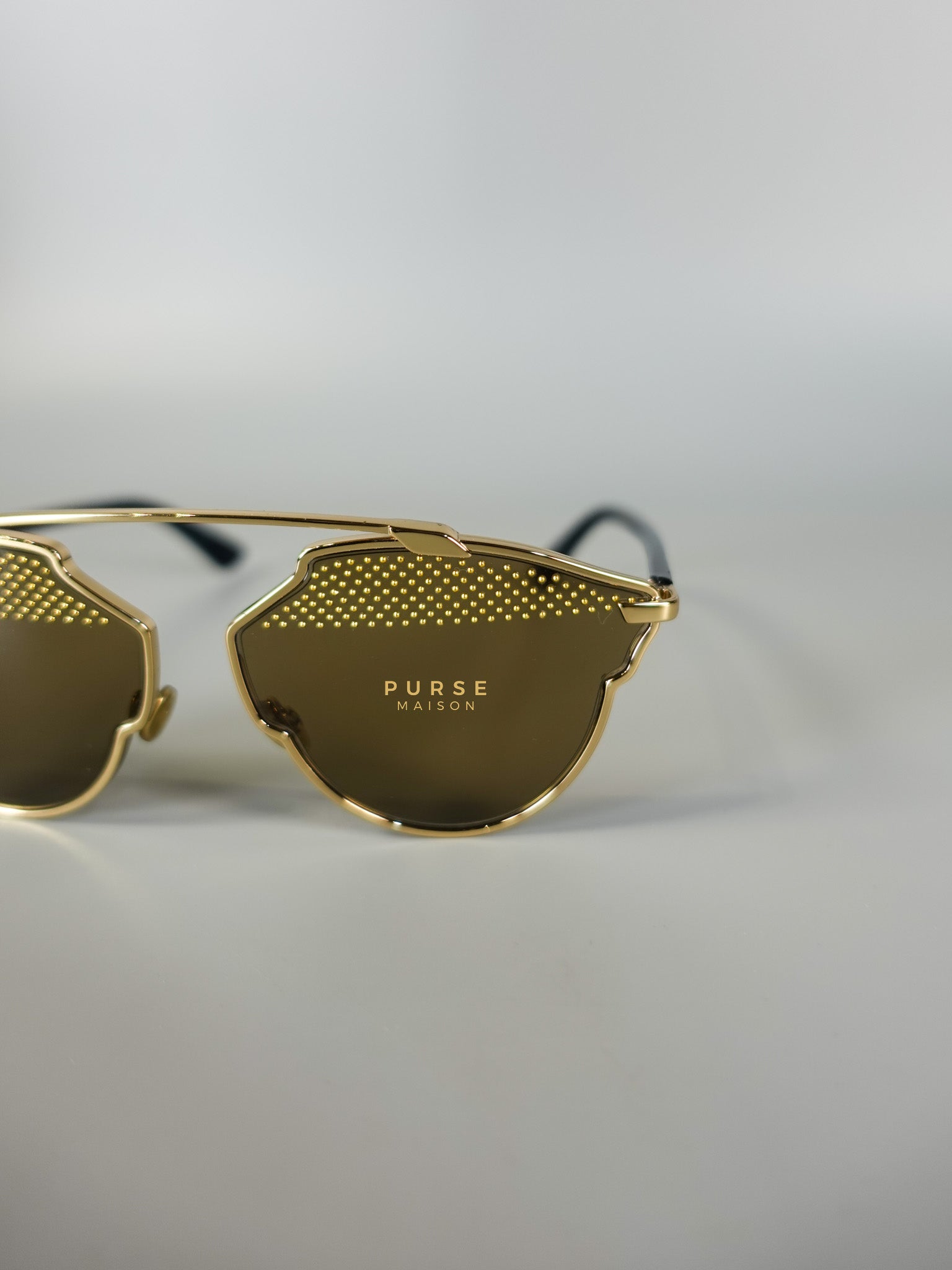 So Real S Aviator Sunglasses Studded Acetate and Metal Gold | Purse Maison Luxury Bags Shop