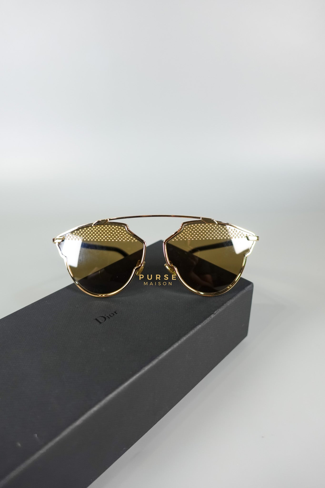 So Real S Aviator Sunglasses Studded Acetate and Metal Gold | Purse Maison Luxury Bags Shop