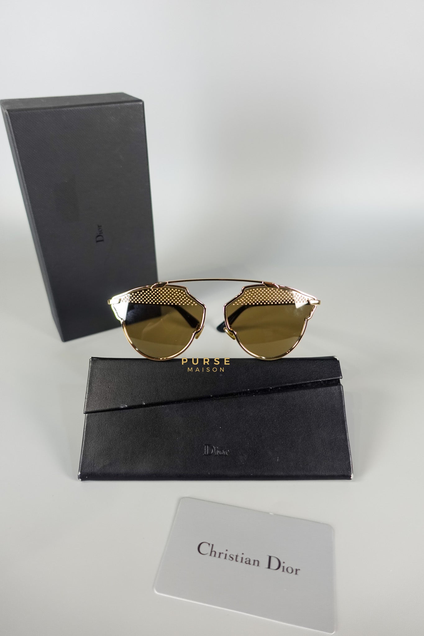 So Real S Aviator Sunglasses Studded Acetate and Metal Gold | Purse Maison Luxury Bags Shop