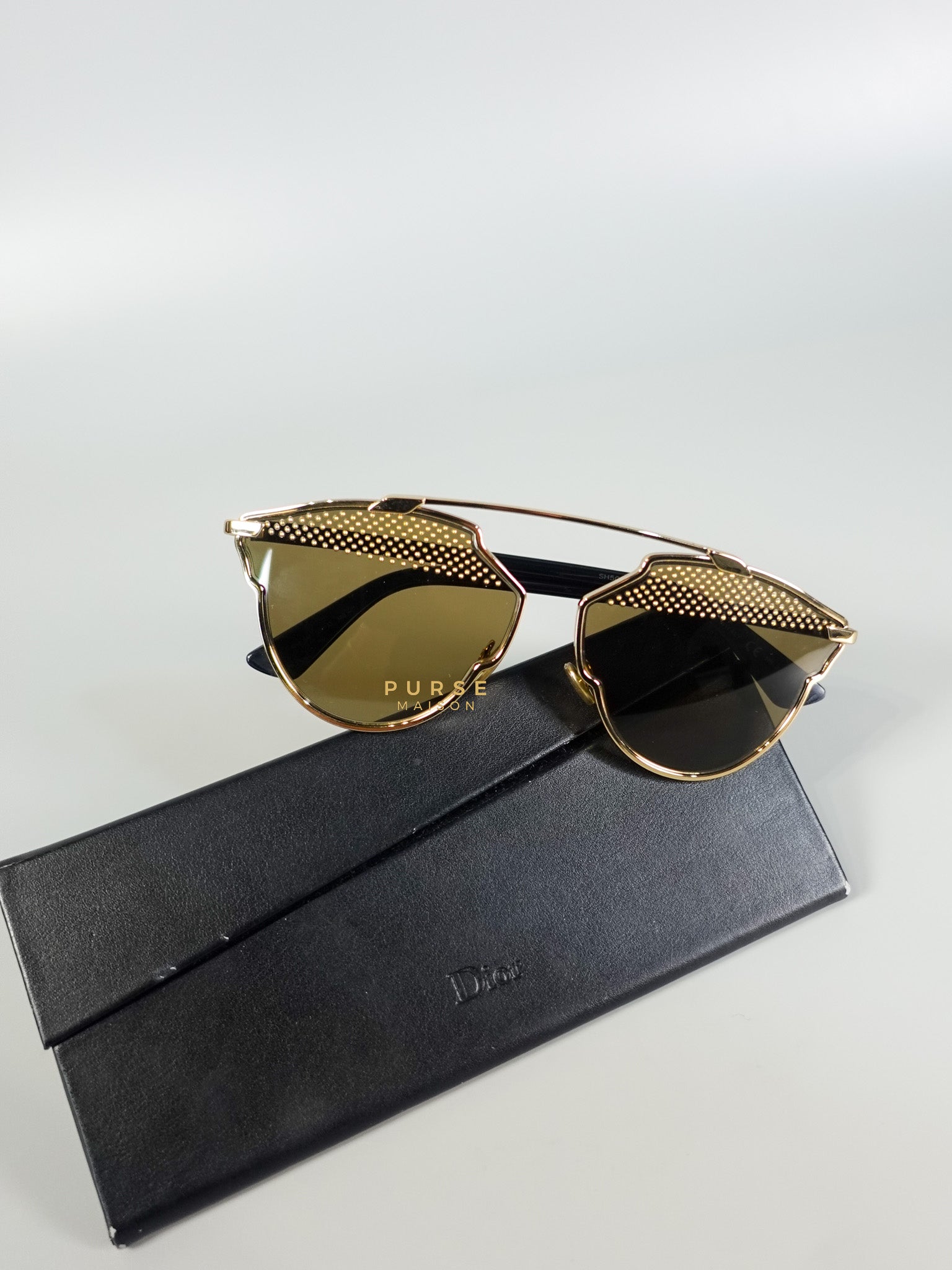 So Real S Aviator Sunglasses Studded Acetate and Metal Gold | Purse Maison Luxury Bags Shop