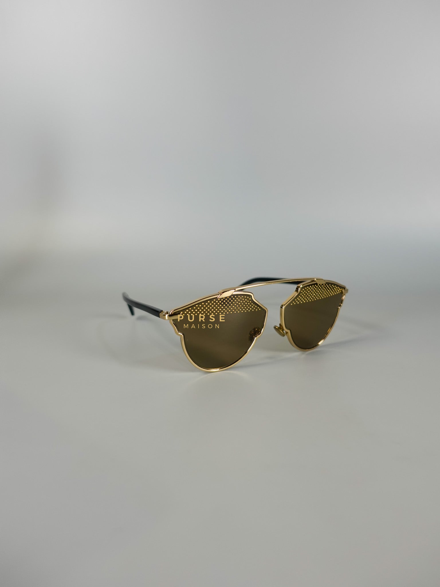 So Real S Aviator Sunglasses Studded Acetate and Metal Gold | Purse Maison Luxury Bags Shop