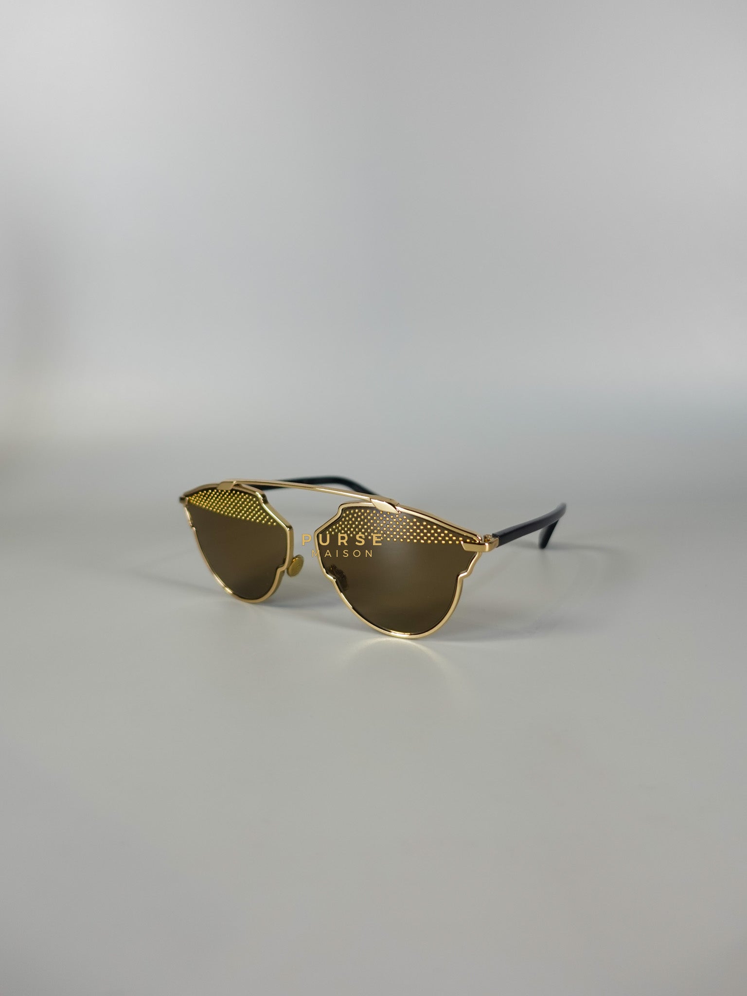 So Real S Aviator Sunglasses Studded Acetate and Metal Gold | Purse Maison Luxury Bags Shop