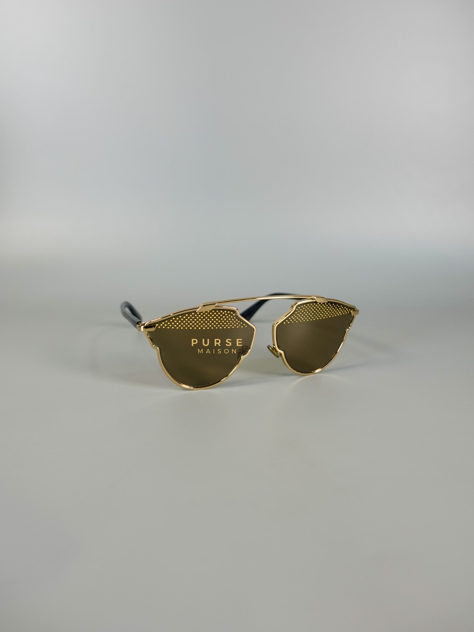 So Real S Aviator Sunglasses Studded Acetate and Metal Gold | Purse Maison Luxury Bags Shop