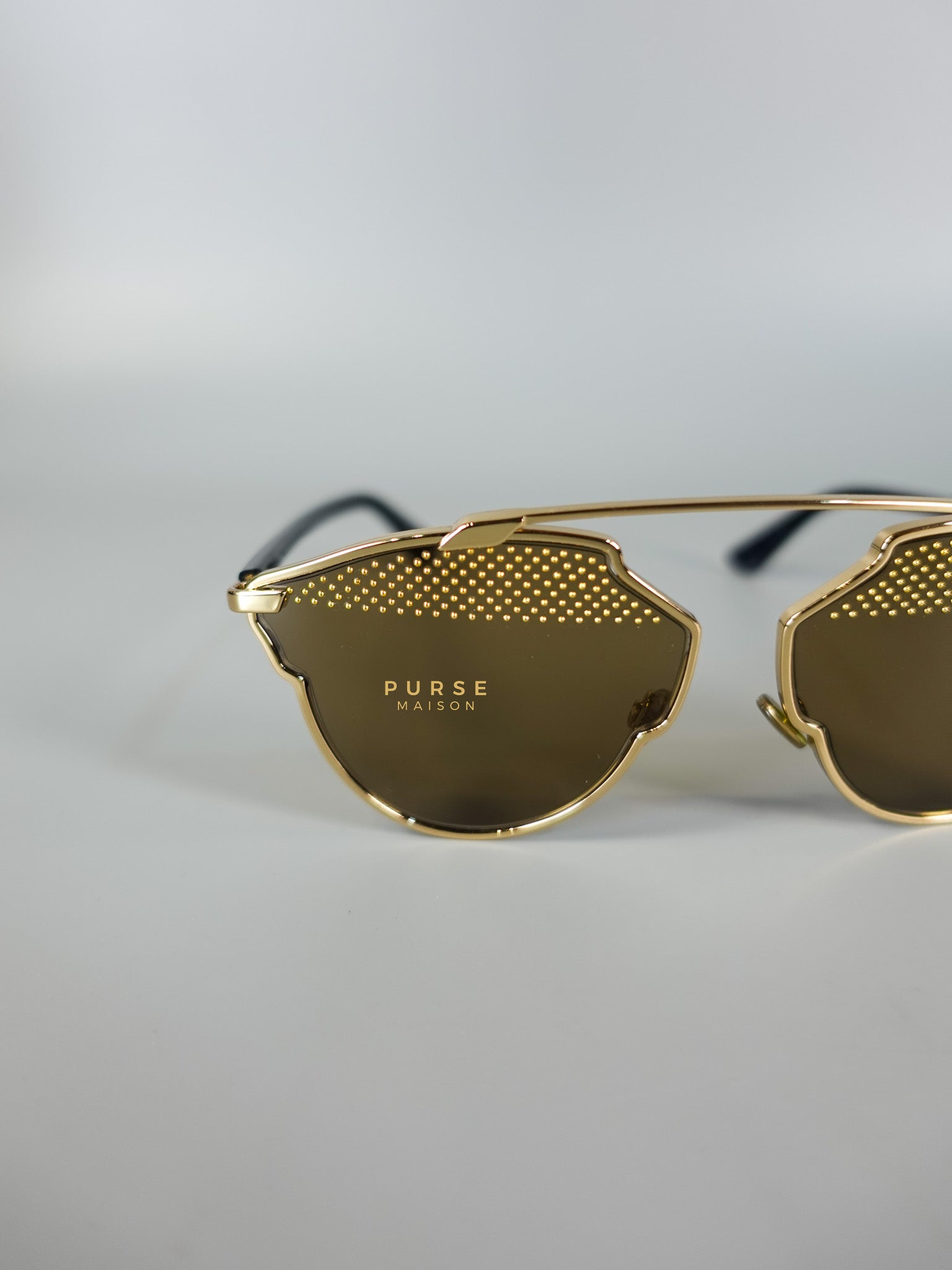 So Real S Aviator Sunglasses Studded Acetate and Metal Gold | Purse Maison Luxury Bags Shop