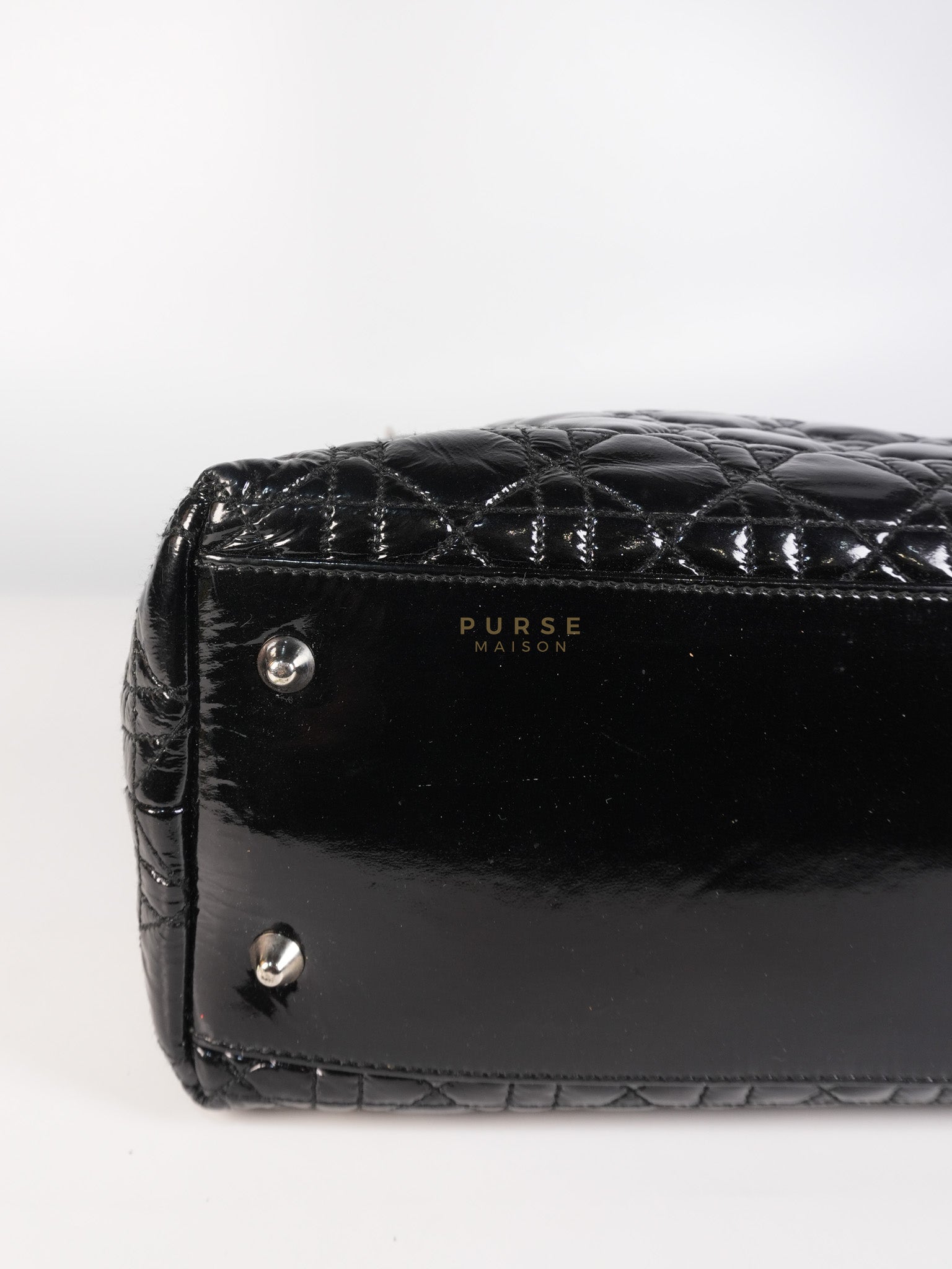 Soft Cannage Black in Patent Leather and Silver Hardware | Purse Maison Luxury Bags Shop