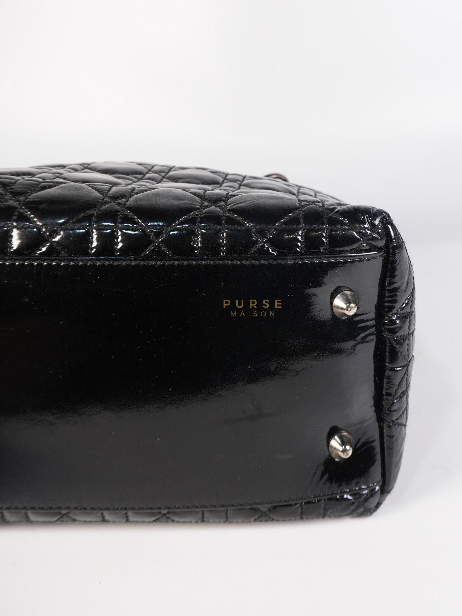 Soft Cannage Black in Patent Leather and Silver Hardware | Purse Maison Luxury Bags Shop