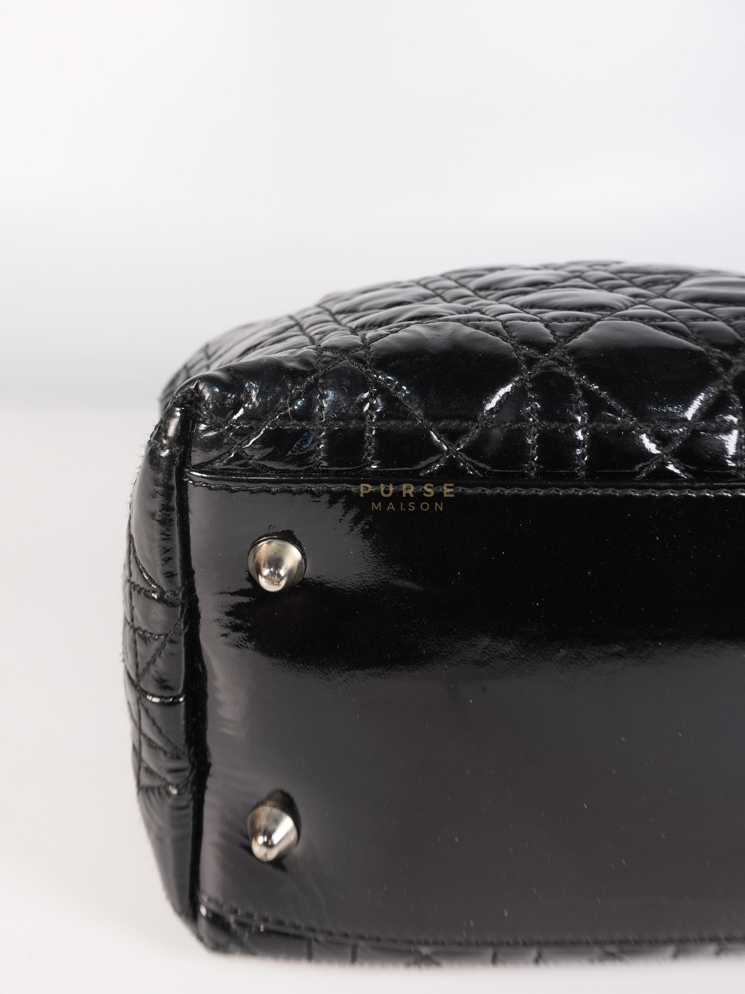 Soft Cannage Black in Patent Leather and Silver Hardware | Purse Maison Luxury Bags Shop
