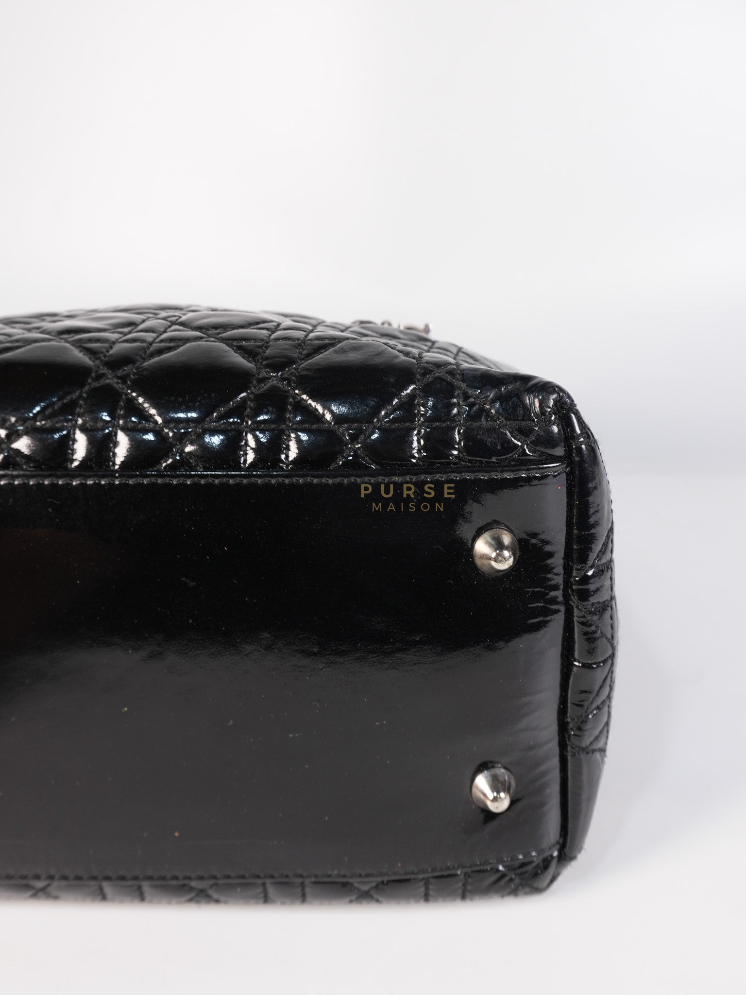 Soft Cannage Black in Patent Leather and Silver Hardware | Purse Maison Luxury Bags Shop