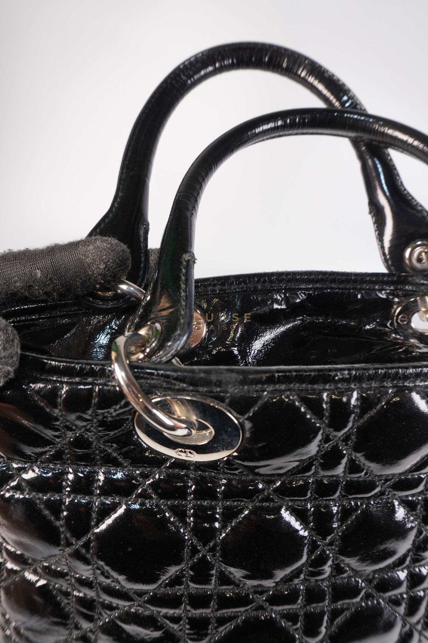 Soft Cannage Black in Patent Leather and Silver Hardware | Purse Maison Luxury Bags Shop