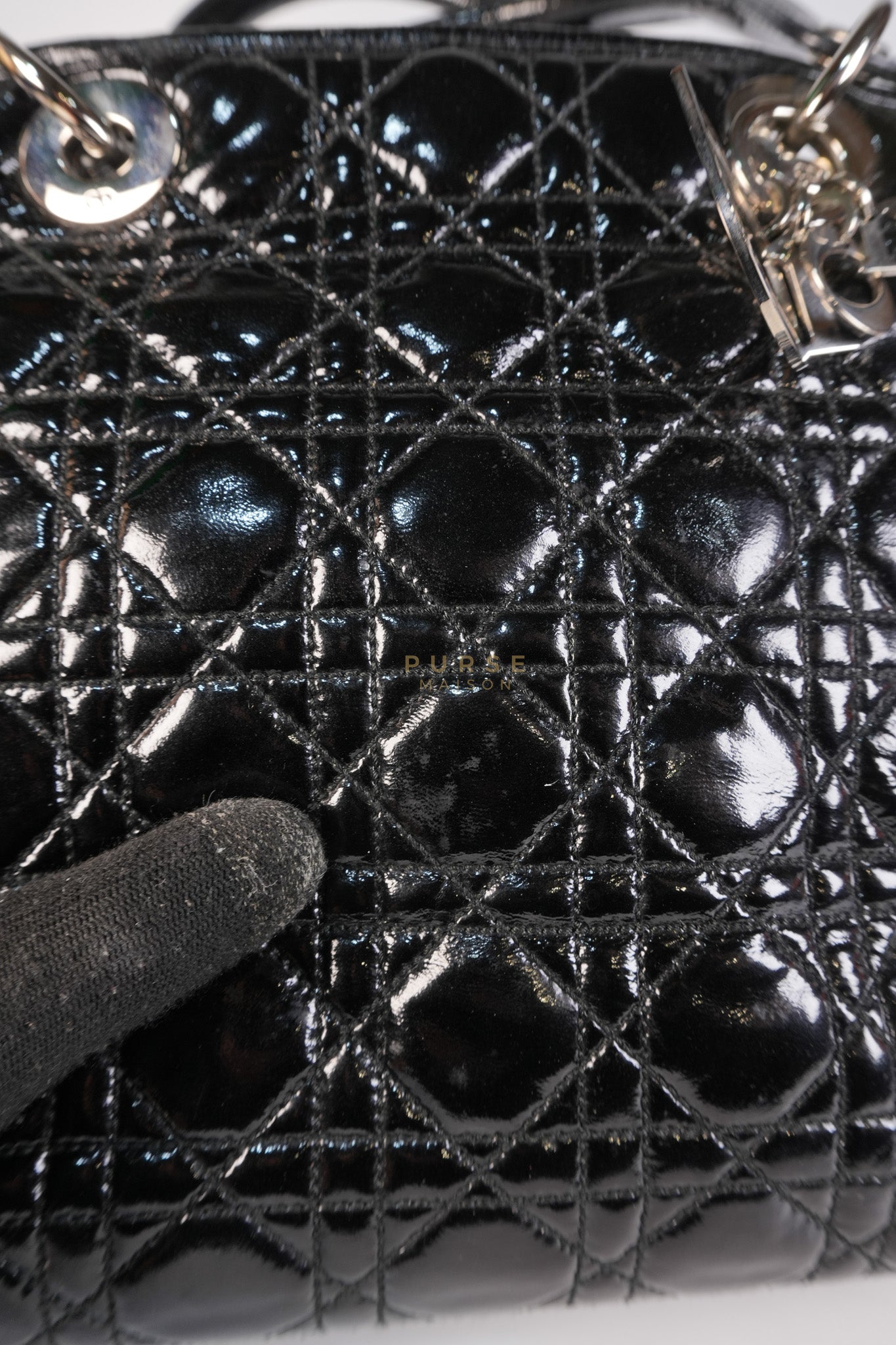 Soft Cannage Black in Patent Leather and Silver Hardware | Purse Maison Luxury Bags Shop