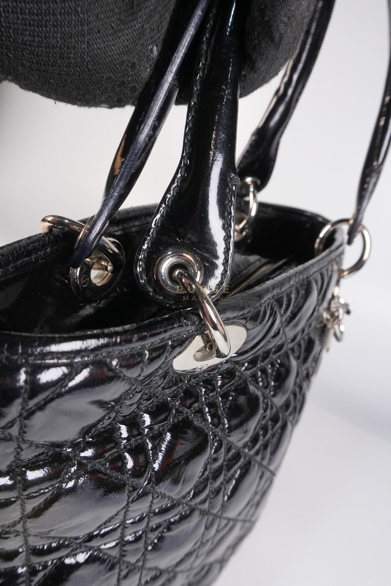 Soft Cannage Black in Patent Leather and Silver Hardware | Purse Maison Luxury Bags Shop