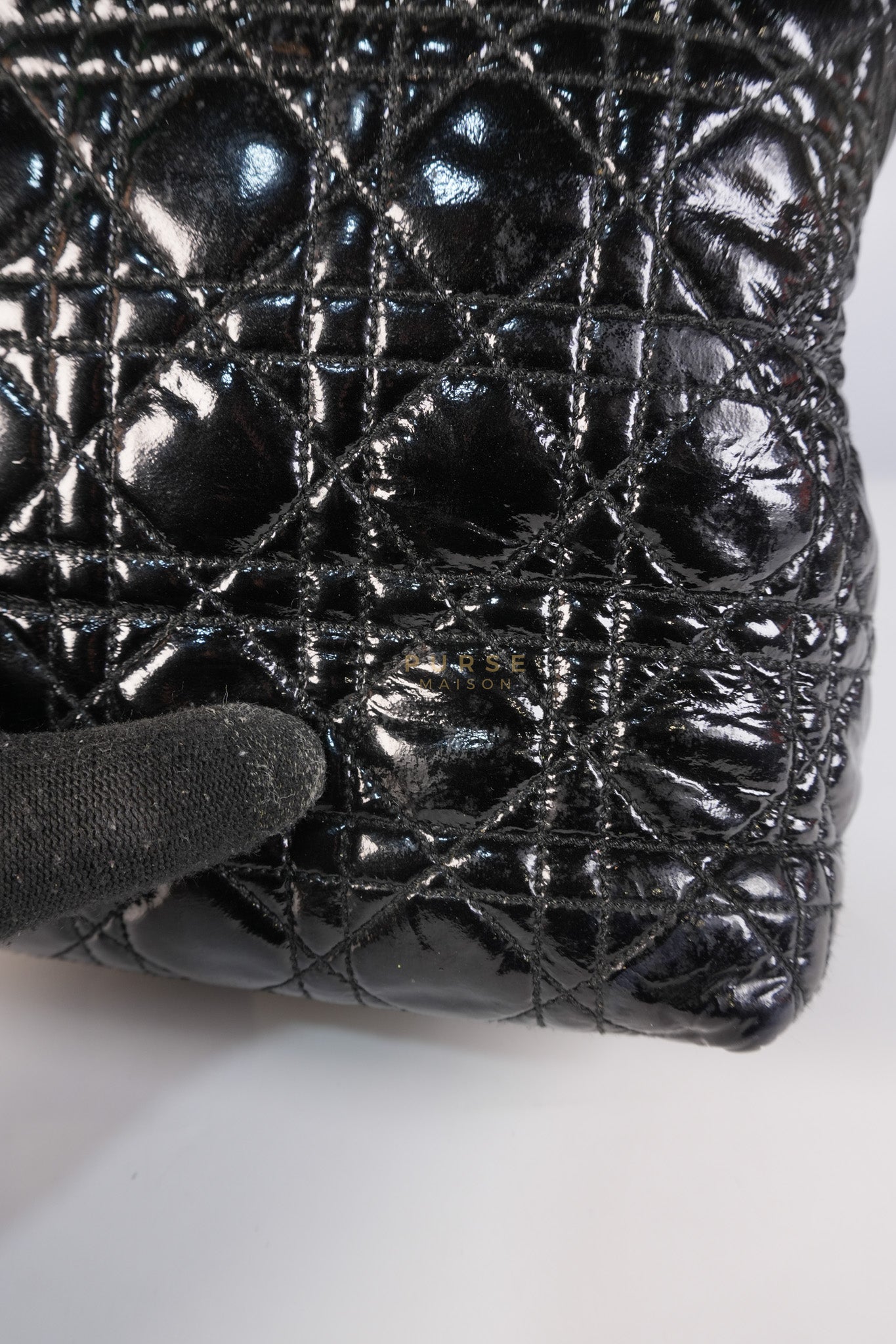 Soft Cannage Black in Patent Leather and Silver Hardware | Purse Maison Luxury Bags Shop