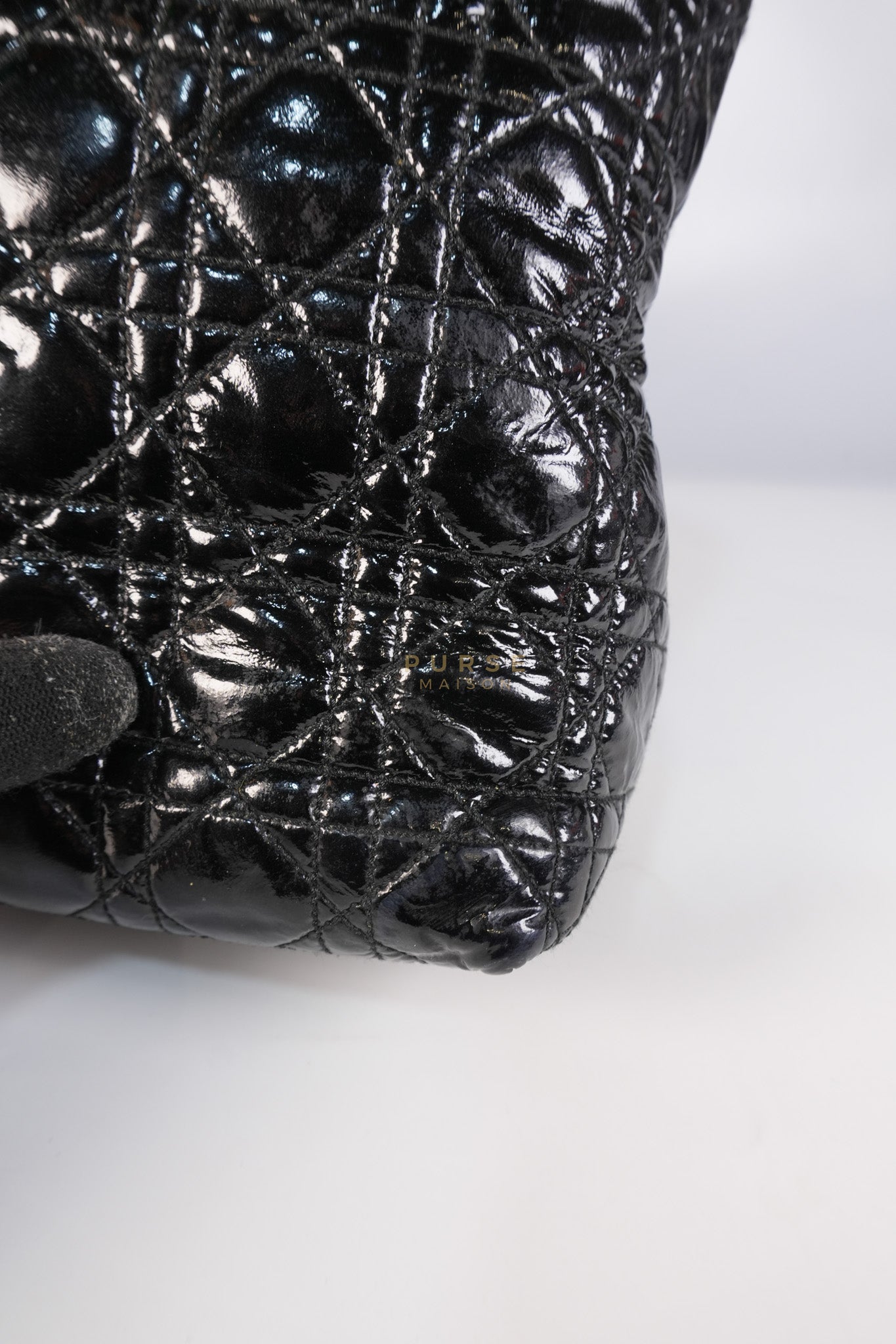 Soft Cannage Black in Patent Leather and Silver Hardware | Purse Maison Luxury Bags Shop