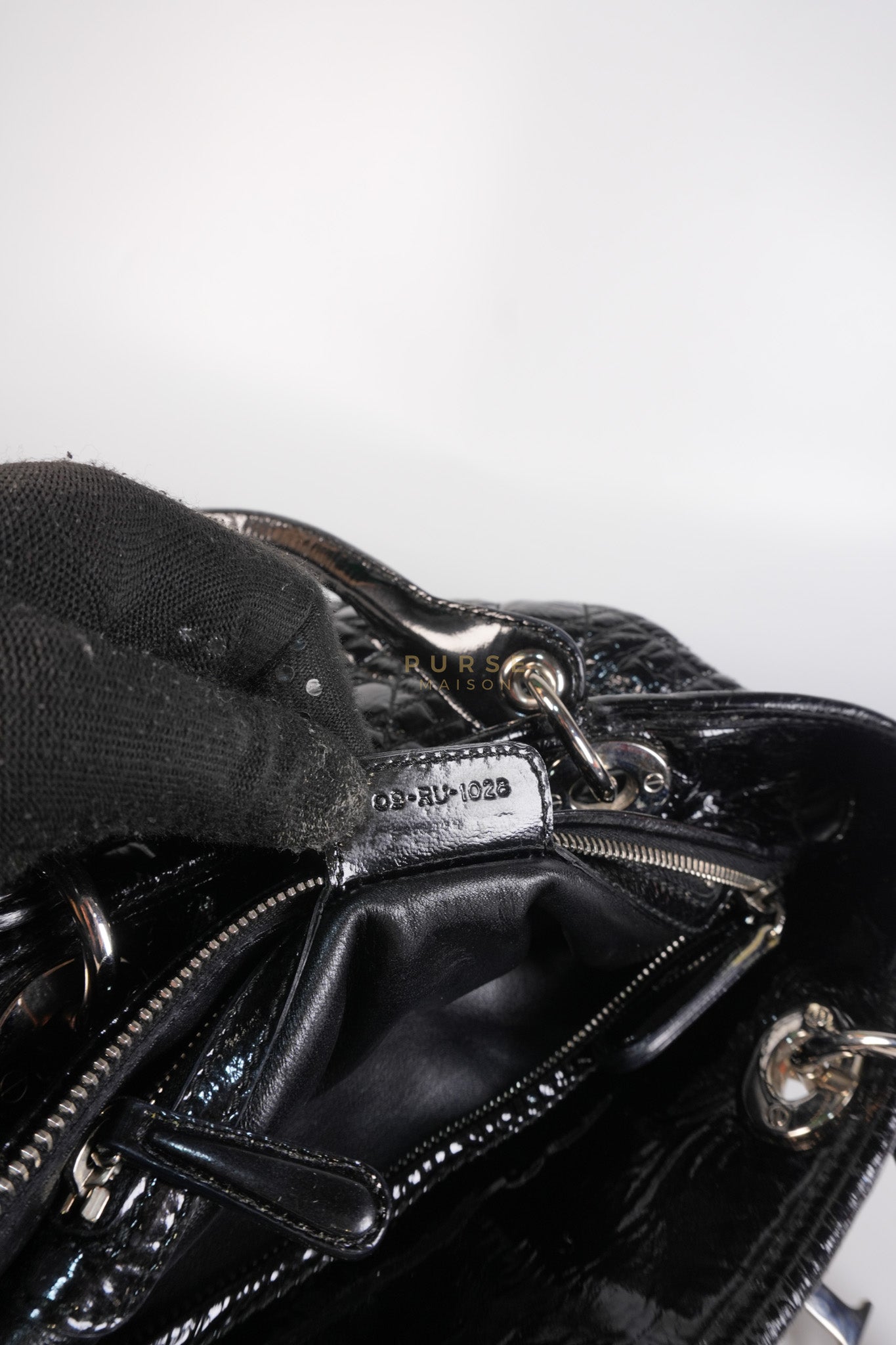 Soft Cannage Black in Patent Leather and Silver Hardware | Purse Maison Luxury Bags Shop