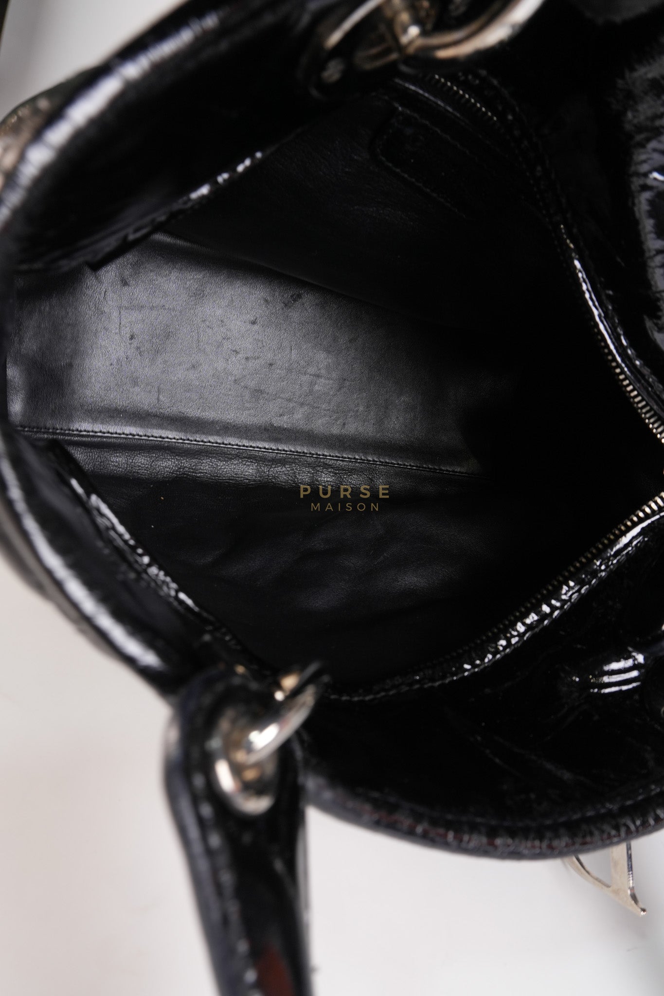 Soft Cannage Black in Patent Leather and Silver Hardware | Purse Maison Luxury Bags Shop