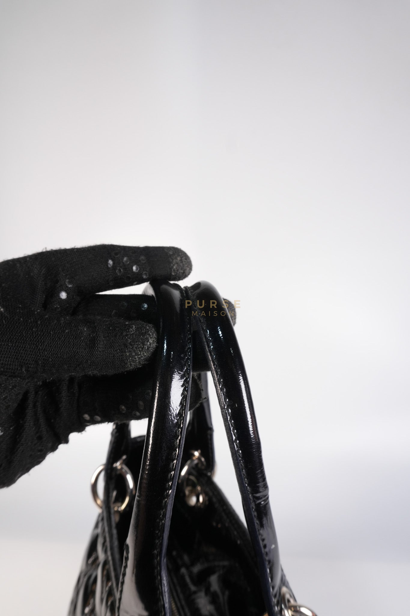 Soft Cannage Black in Patent Leather and Silver Hardware | Purse Maison Luxury Bags Shop