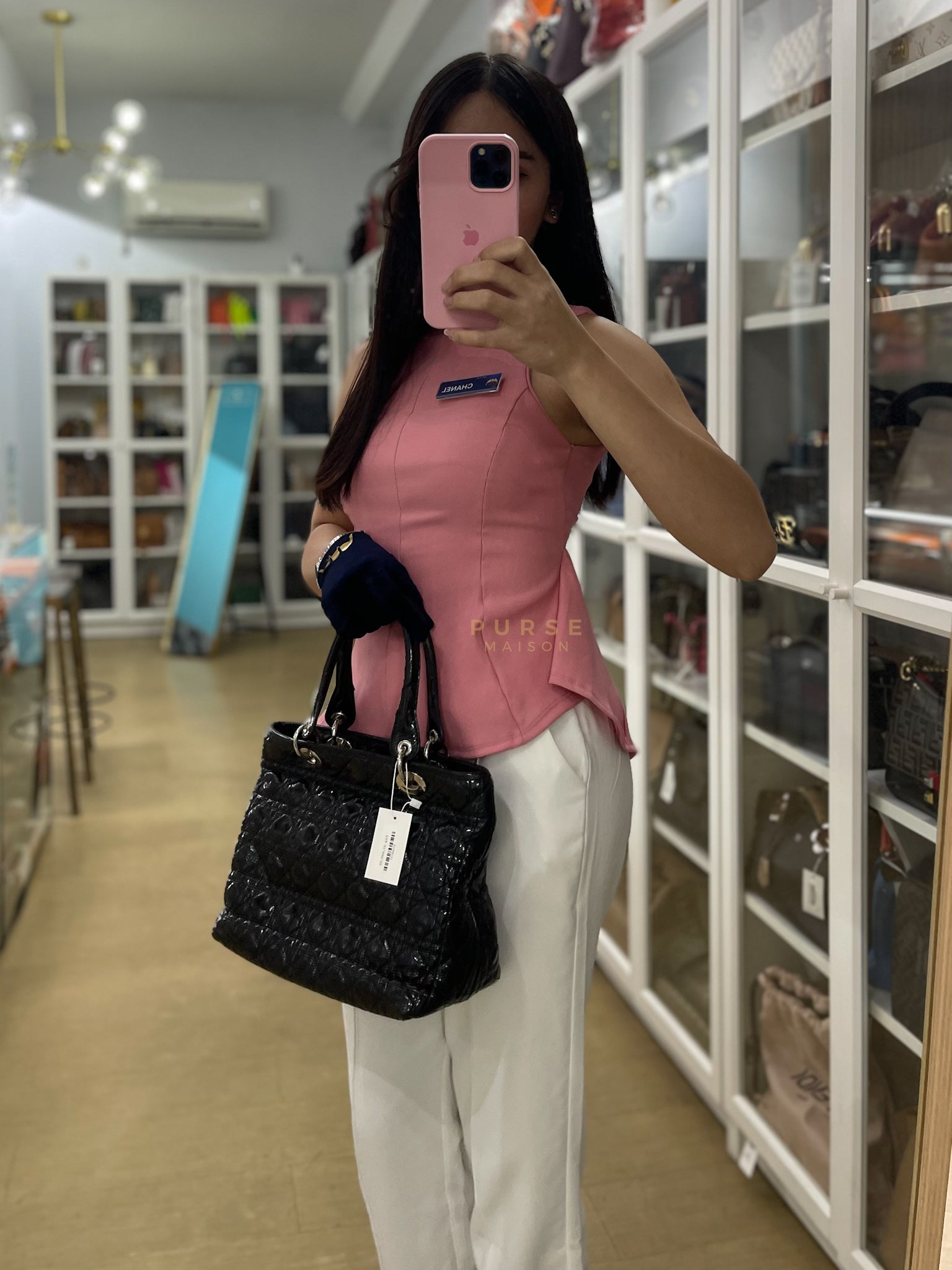 Soft Cannage Black in Patent Leather and Silver Hardware | Purse Maison Luxury Bags Shop