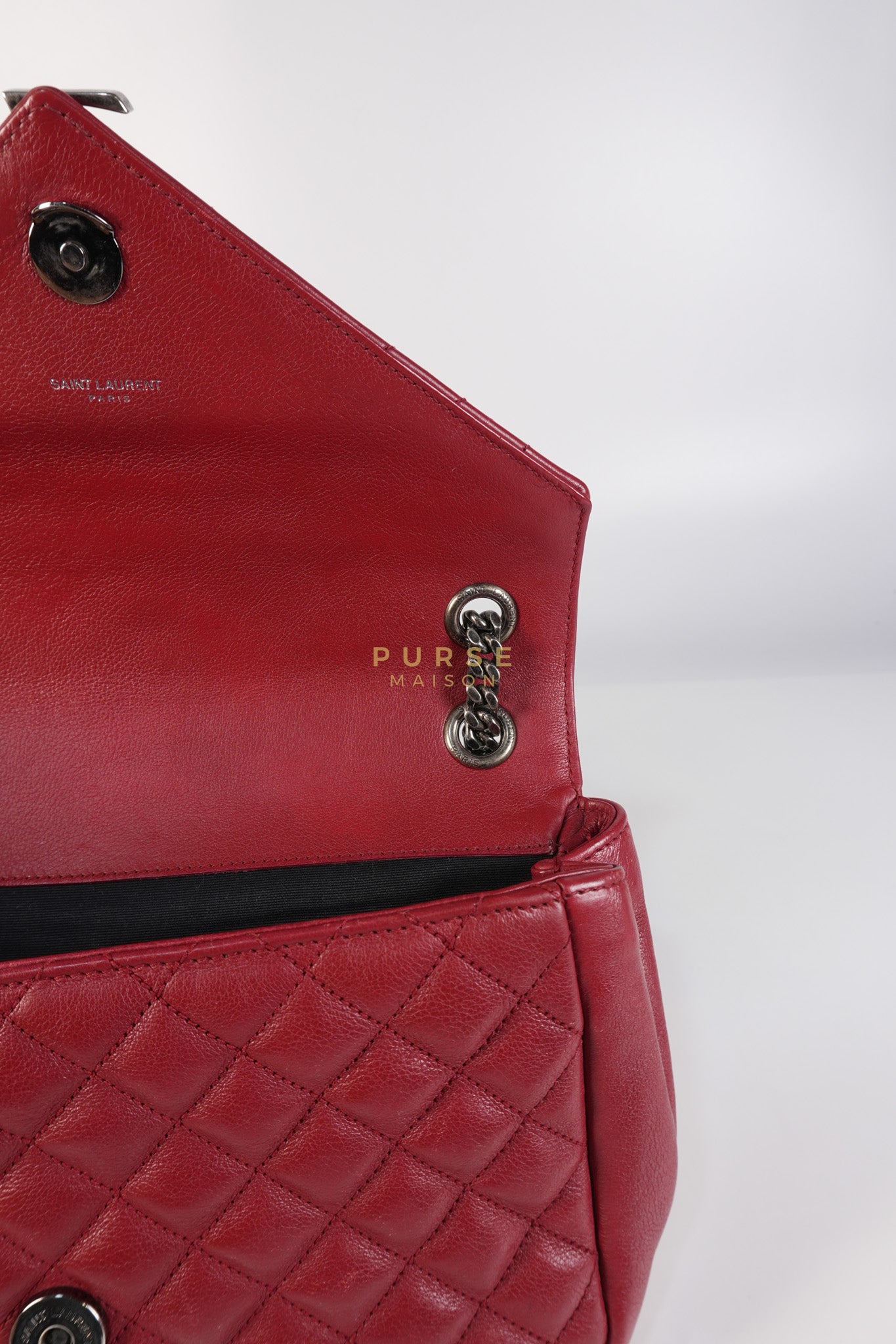 Soft Envelope Bag Medium in Red Sheepskin Tri-Quilt Monogram Leather | Purse Maison Luxury Bags Shop